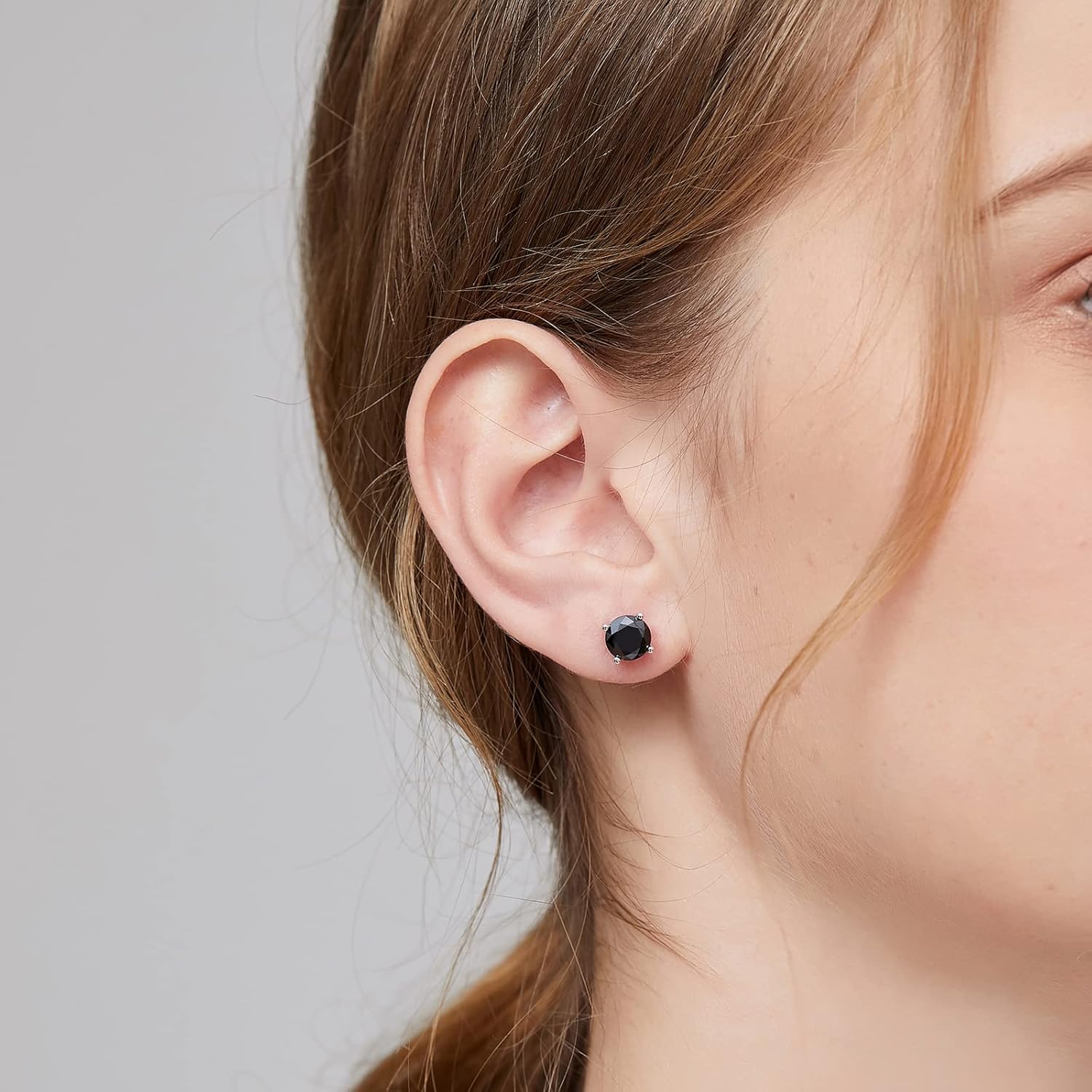 Black Stud Earrings for Men Women Black Earrings Sterling Silver Cubic Zirconia Studs Silver CZ Earring Screw Back