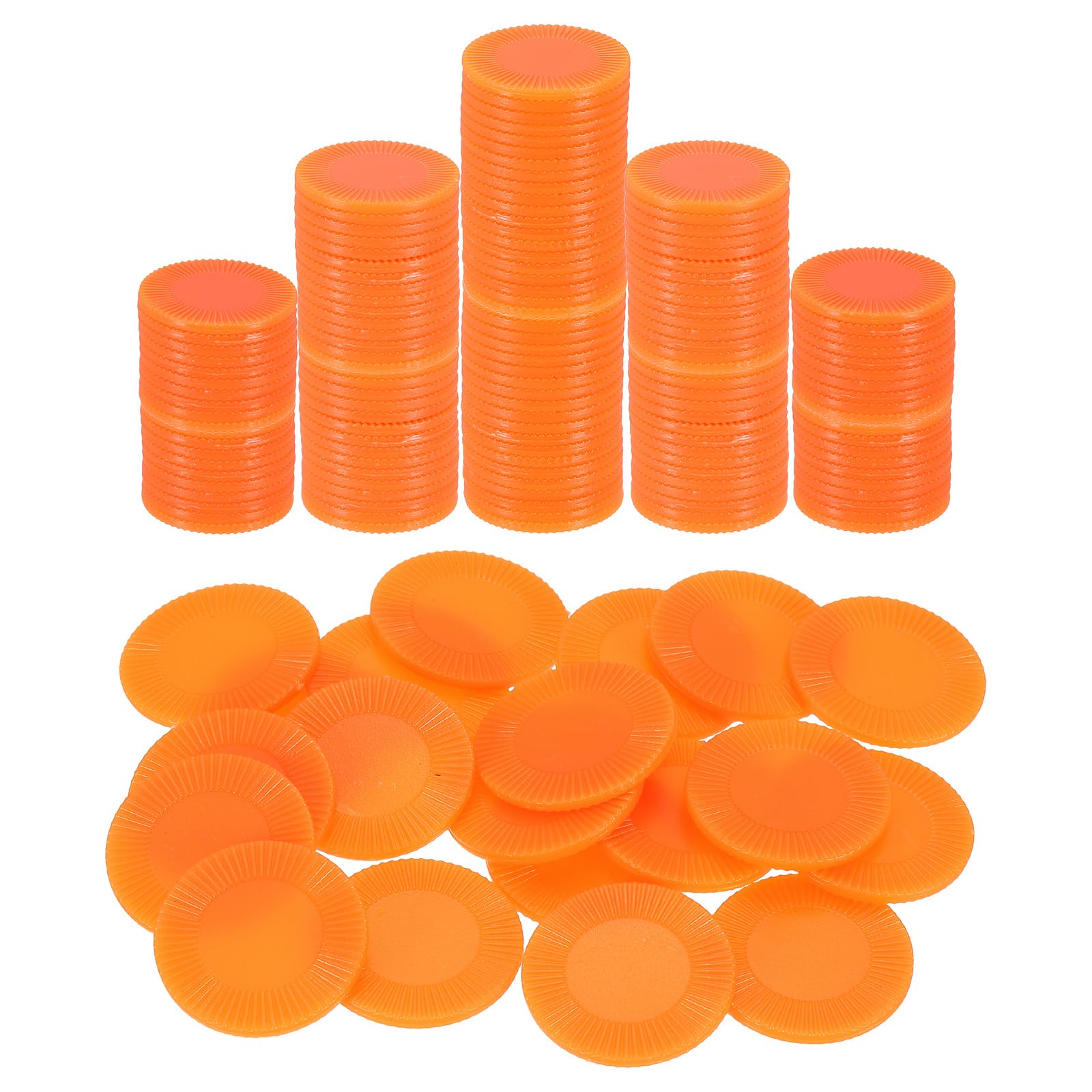 sourcing map 50Pcs Plastic Poker Chips, 25mm Mini Bingo Chips Learning Counters Counting Counters Disks Markers Opaque Game Tokens for Game Play Math Counting, Orange, Pattern