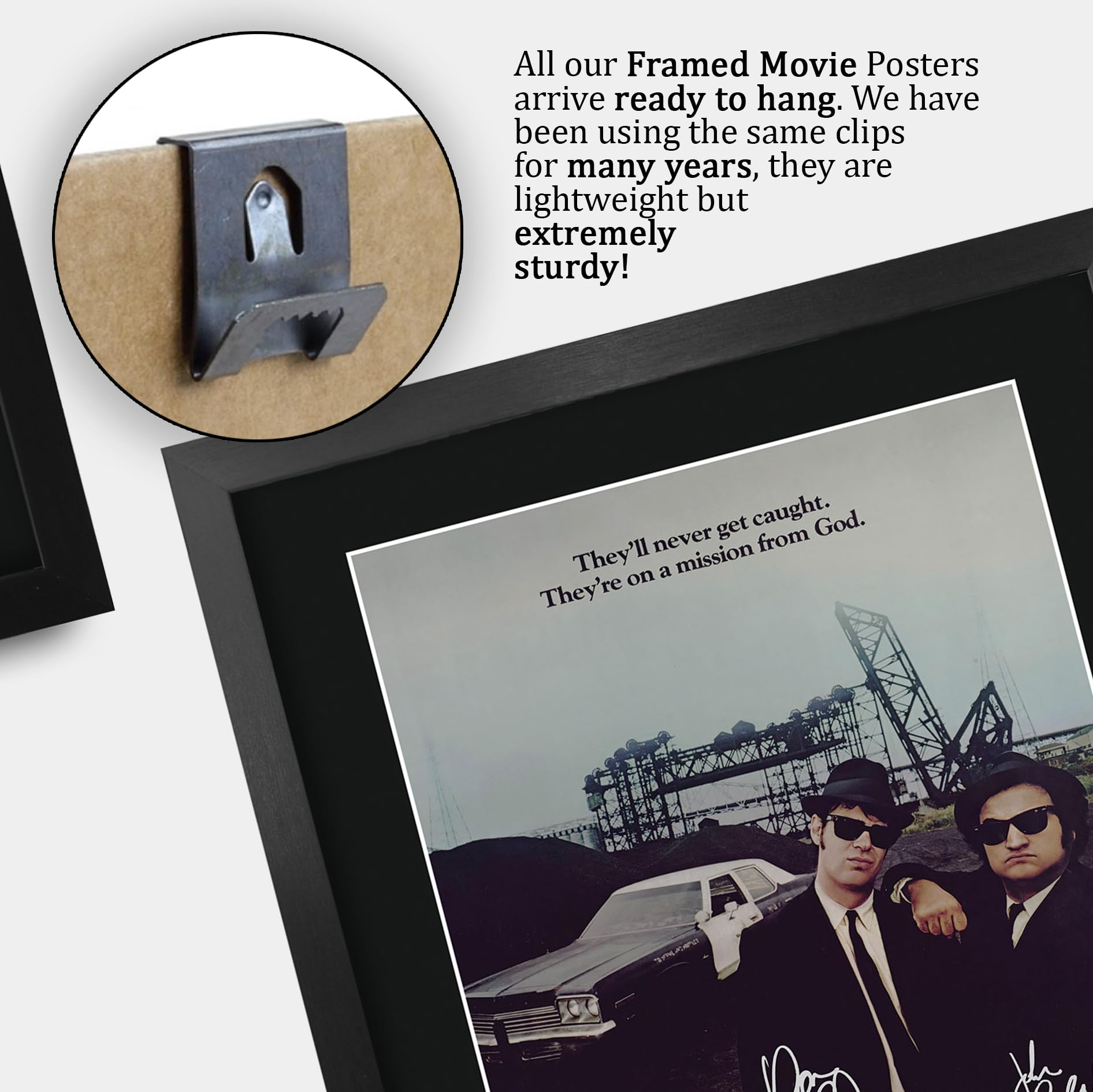 HWC Trading FR A3 The Blues Brothers Dan Aykroyd, John Belushi Cadeaux imprimés affiche photo autographe signée pour les fans de cinéma - A3 Encadré