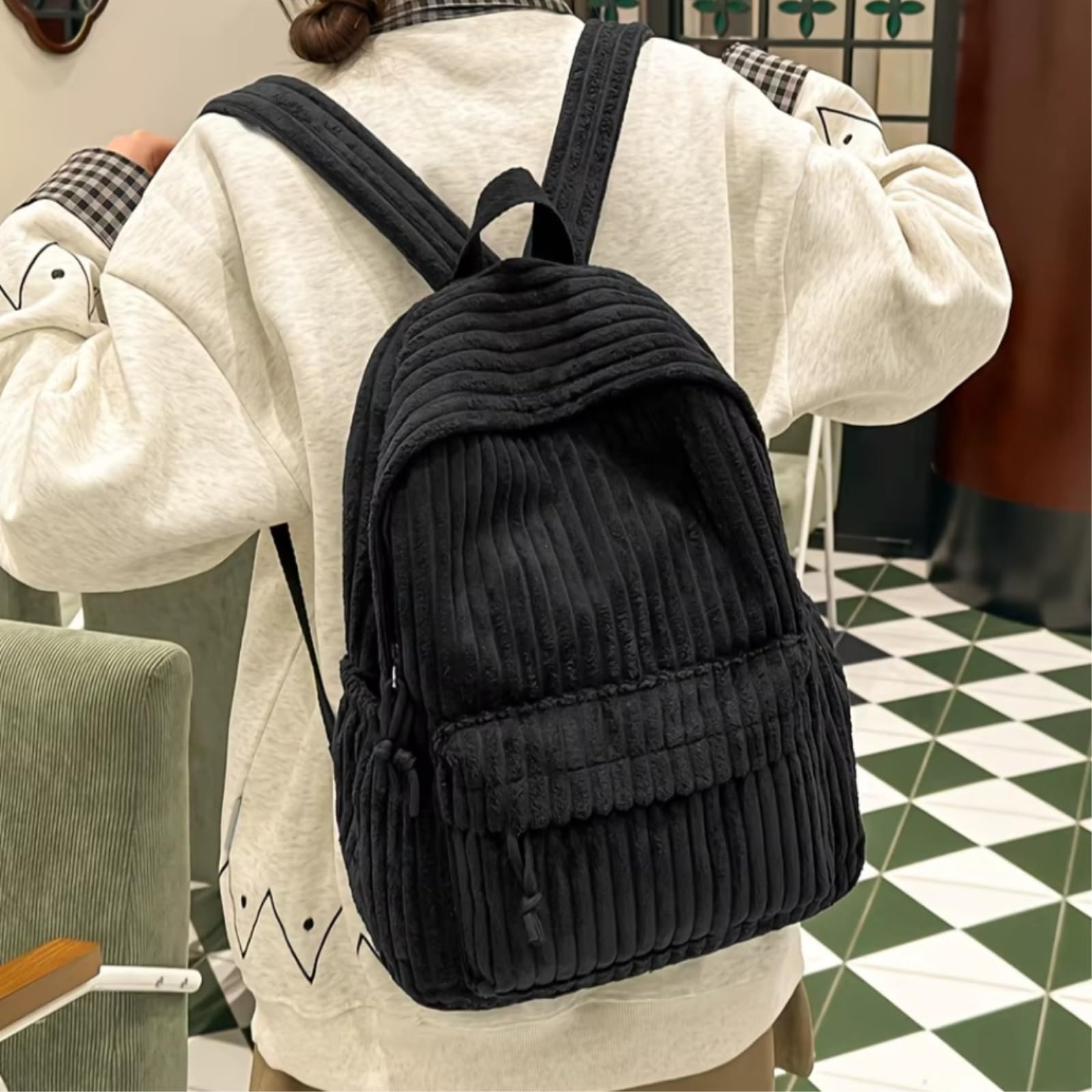 Zaino da Viaggio Zaino, Borsa Scolastica Studente di Grande capacità-Khaki