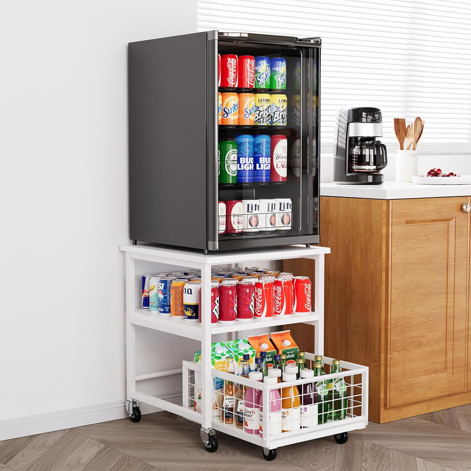 SpaceAid Fridge Cart with Storage & Wheels