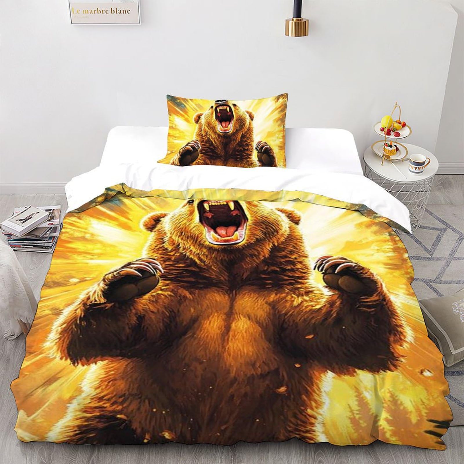 Housse de Couette Balade des Petits Ours Microfibre Douce avec Zip 135x200