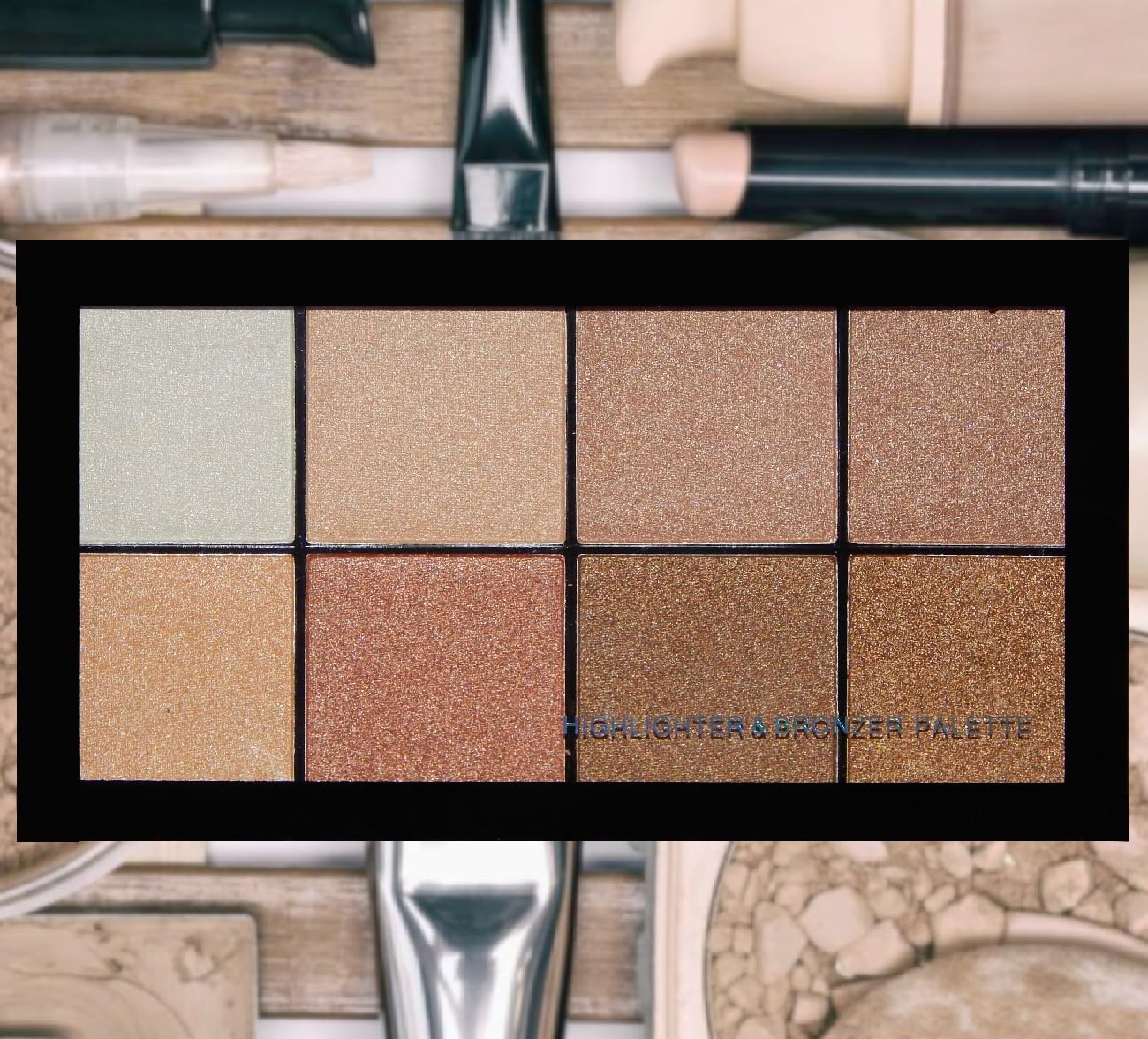 MZM 8 Color face highlighter and bronzer palette | sun kissed face glow