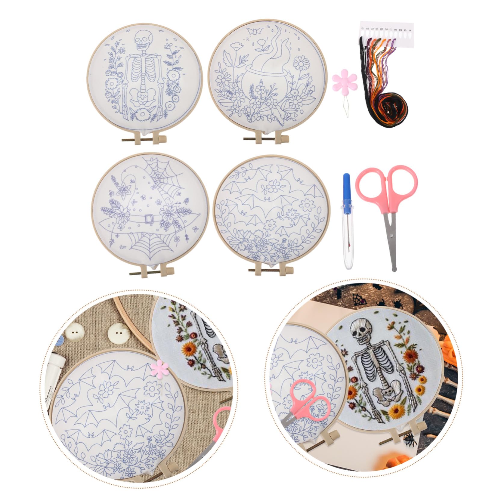 DIYEAH Kit De Bordado Para Adultos Kit De Bordado A Mano Con Aguja Perforadora Para Principiantes Práctico