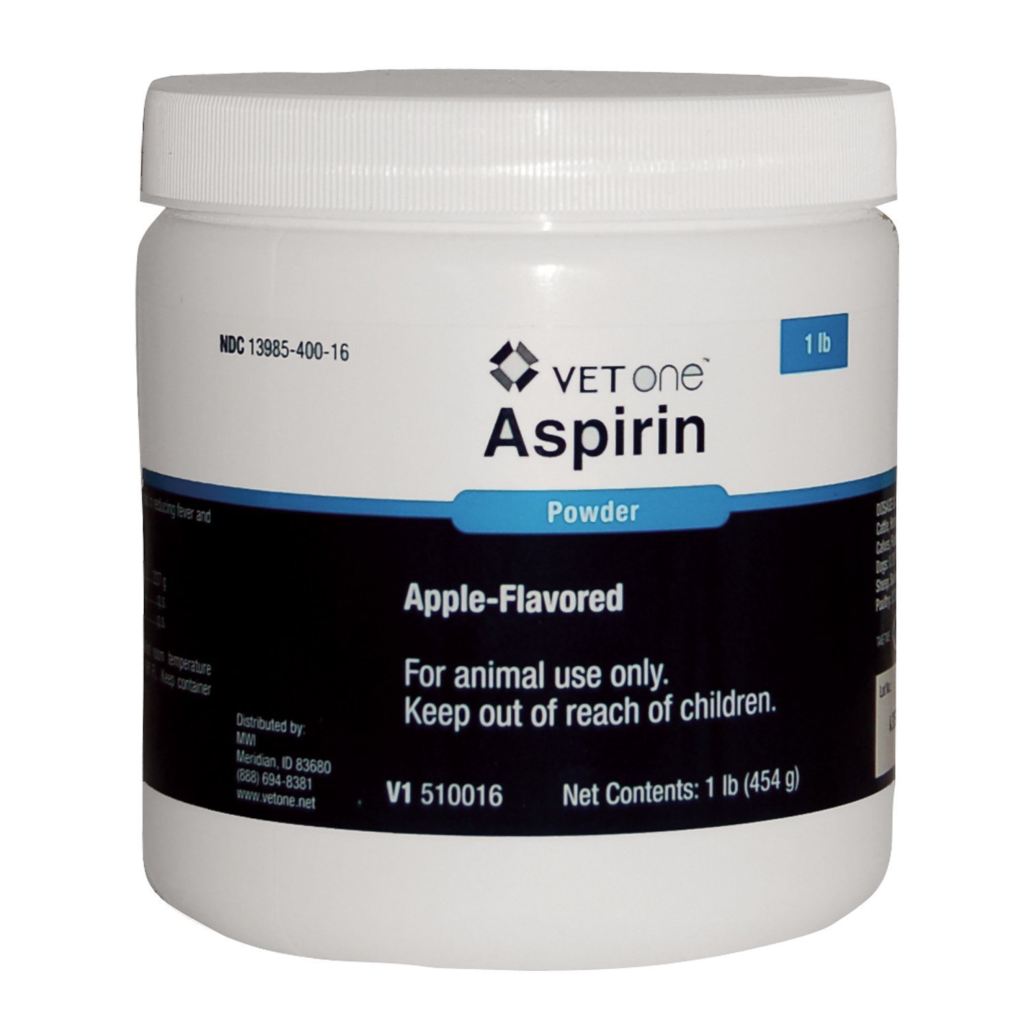 Vet One Apple Flavored Extra Strength Aspirin Powder for Horses Cattle Dogs & Livestock - Palatable - Aid in Reducing Fever & Mild Analgesia - 1 lb