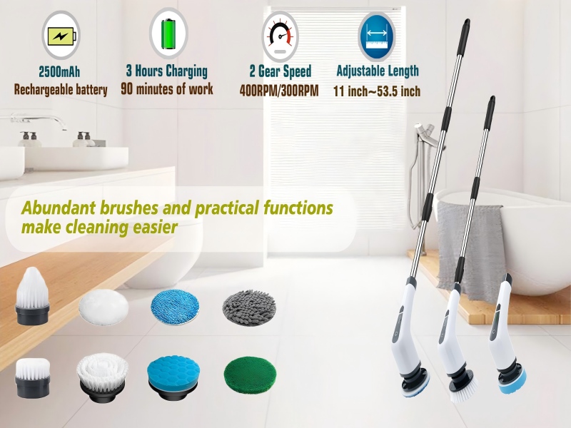 Electric Spin Scrubber Mglsdeet Rechargeable W/ 7 Brush Head - View #3