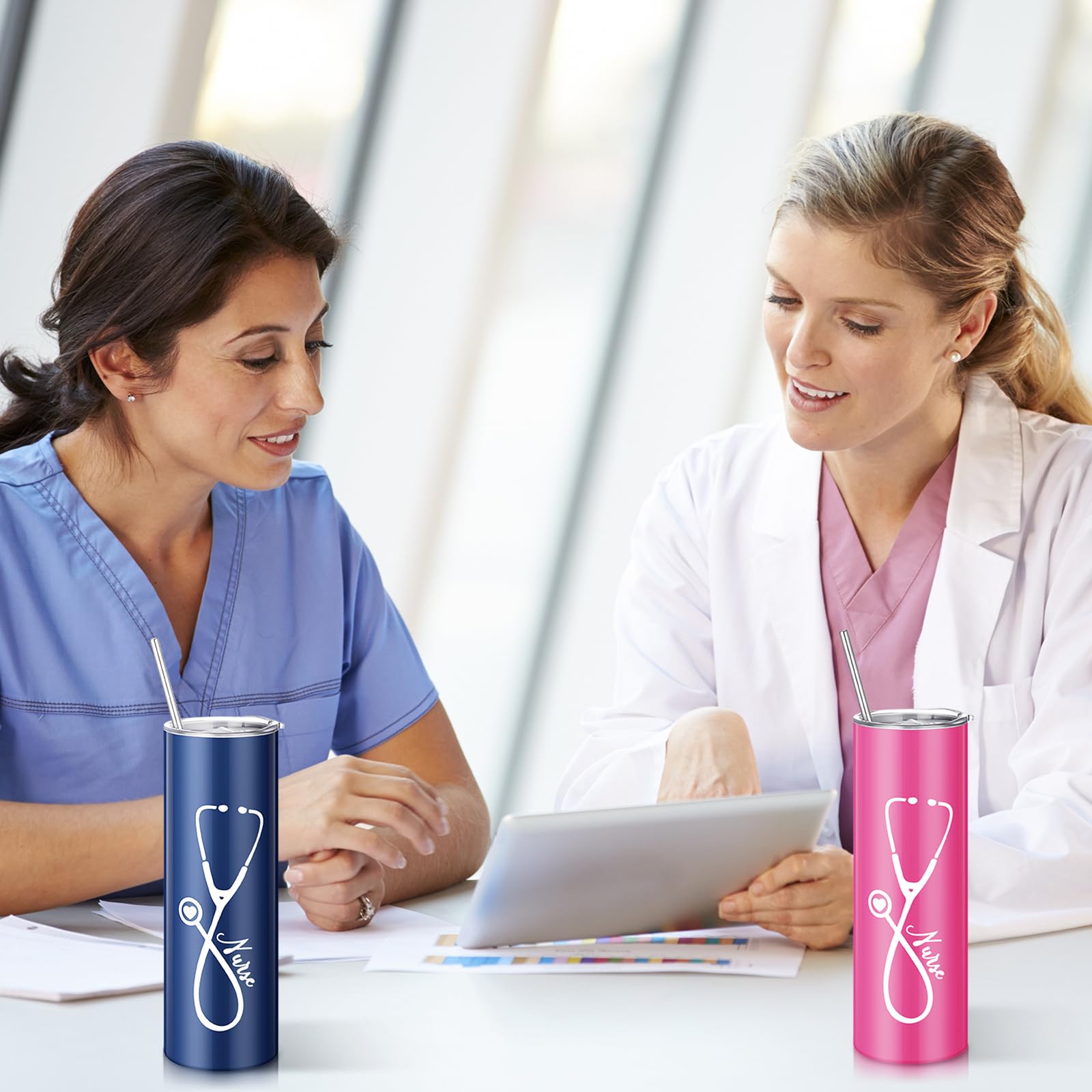 6-Pack Nurse Appreciation Tumbler Set - 22 Oz Stainless Steel With Lid & Straw, Bulk Gifts