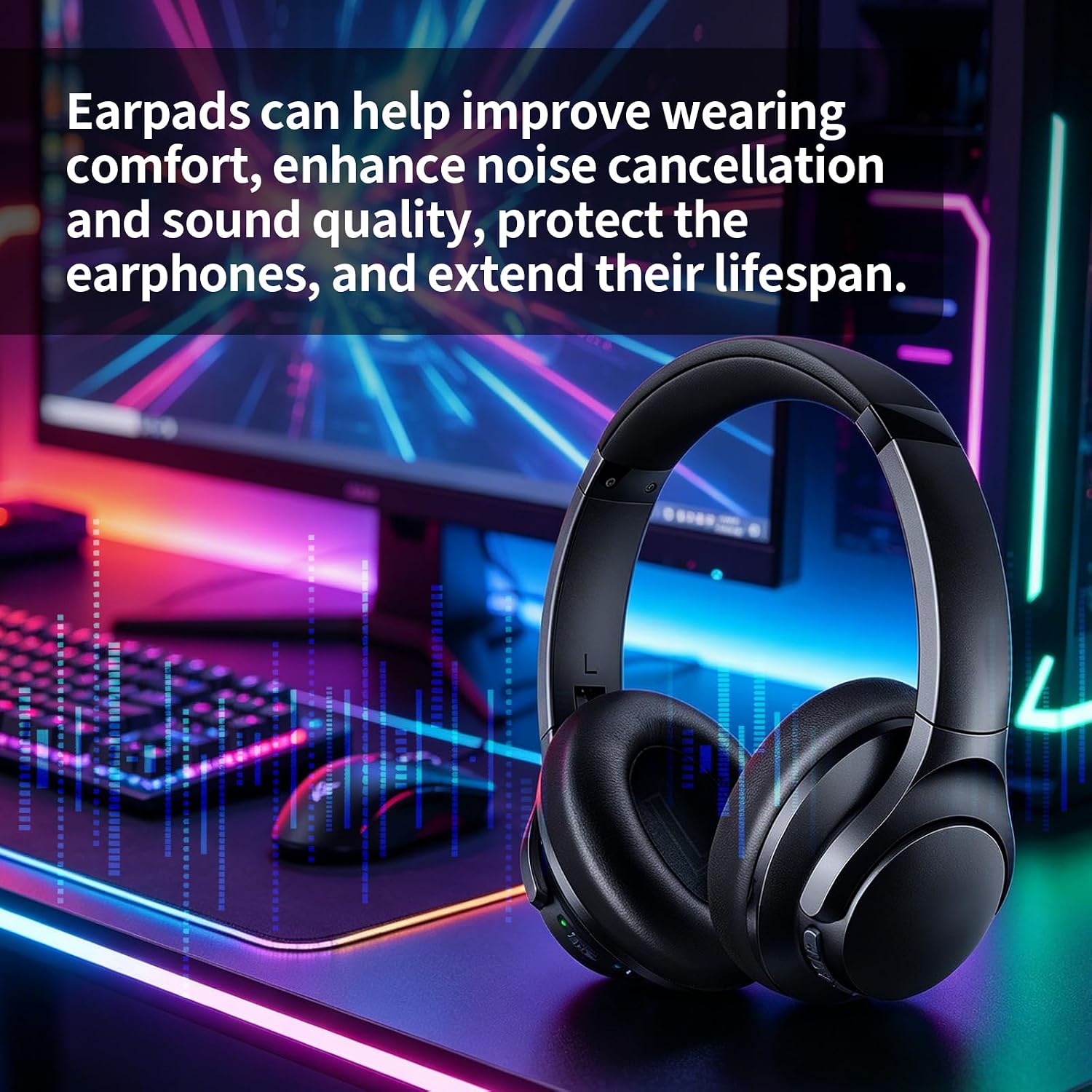 Earpads for Anker Life Q20 Q20 BT Headphone Ear Cup Replacement Ear Pads Cushions Earmuffs Pads(Black)