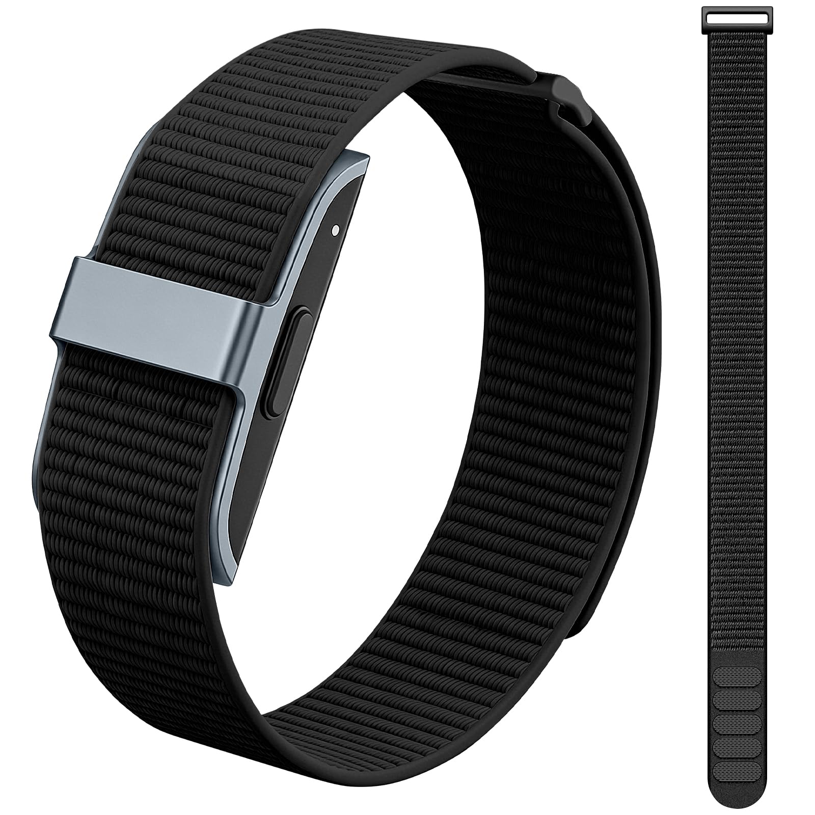 Nylon Loop Sport Replacement Bands Compatible with Hume Health Band，Adjustable Soft Wrist Bands for Hume Health Band ，Breathable Lightweight Replacement Strap for Fitness Tracker Women Men Deep Black XL 6.1"-10.23"(155mm-260mm）