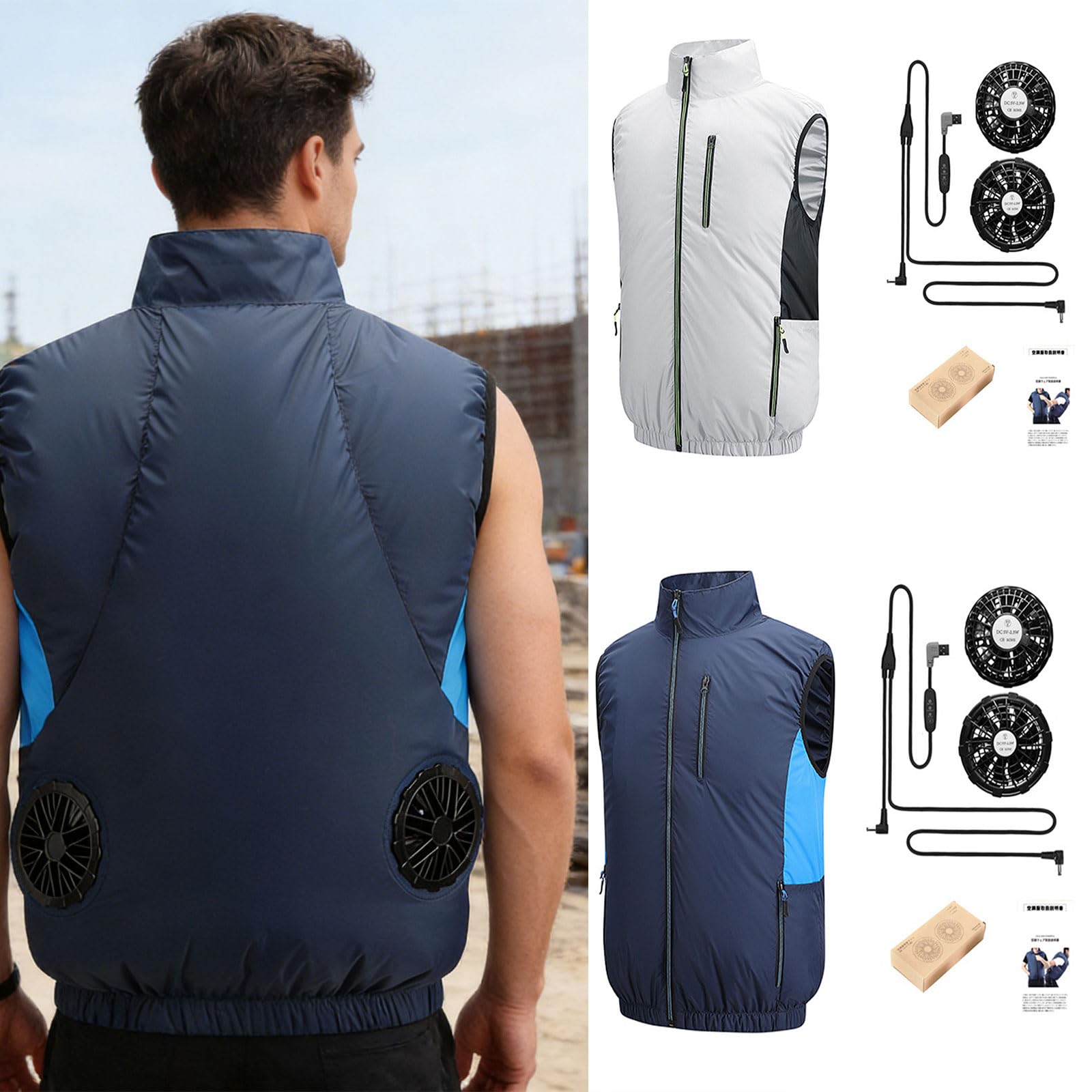 Kühlweste, Jacken mit 2 Ventilatoren, leichte Klimaanlagen, Weste, Eiswesten für Damen und Herren, kühlende Arbeitskleidung, heißes Wetter, Outdoor-Arbeit, Eiswesten