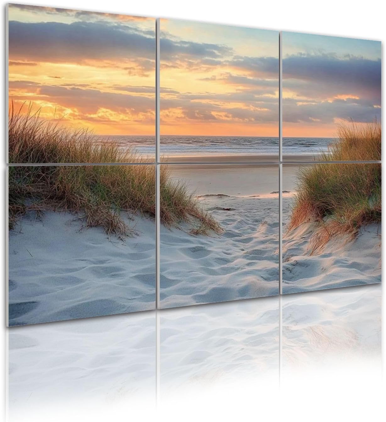 Art Acoustic Panels Board Walk Beach 6 Pack Decorative Sound Absorbing Wall Panels 72x48" Noise Canceling Soundproof Padding Room Decor for Office