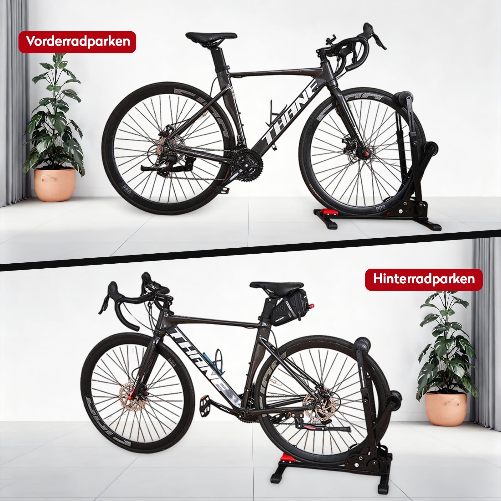 Freistehender Fahrradständer, Fahrradhalterung Boden Vertikal, Hinterrad und Vorderrad Ausstellungsständer Abstellständer, Ideal für Ihre Garage, Ihr Haus oder Ihr Fahrradgeschäft