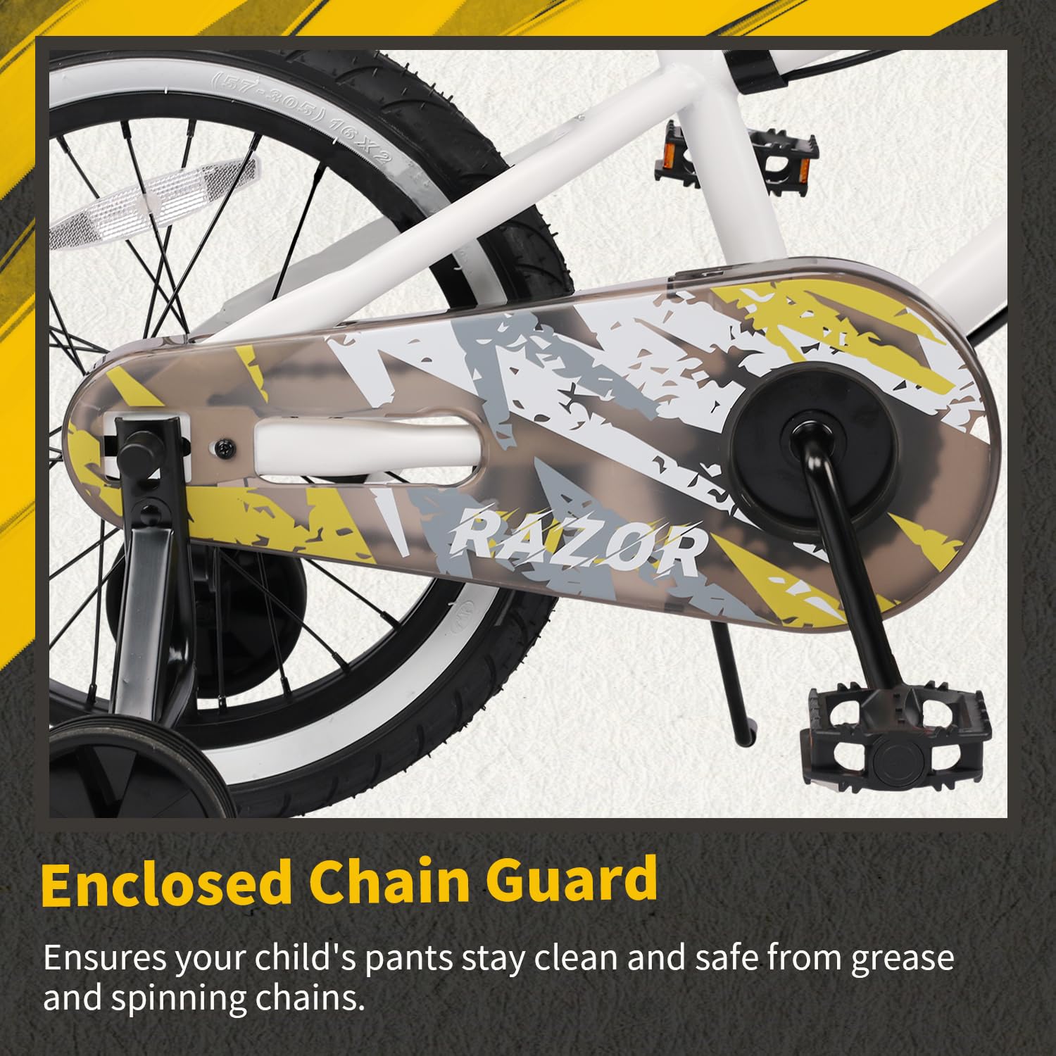 Glerc Razor vélo pour Enfants de 12, 14 et 16 Pouces, Style BMX, pour Les Enfants de 2 à 8 Ans, avec roulettes, béquille et Sonnette, Disponible en Plusieurs Couleurs