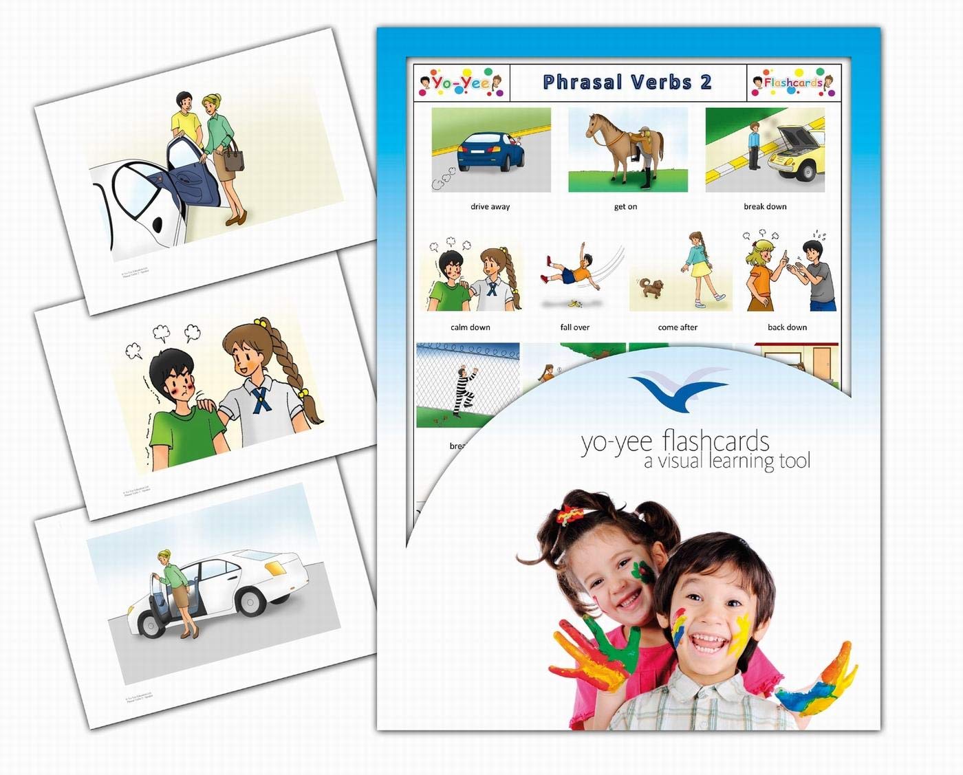 Yo-Yee Flashcards - Phrasal Verbs Picture Cards for Toddlers, Kids, Children and Adults - Set 2 - Including Teaching Activities and Game Ideas