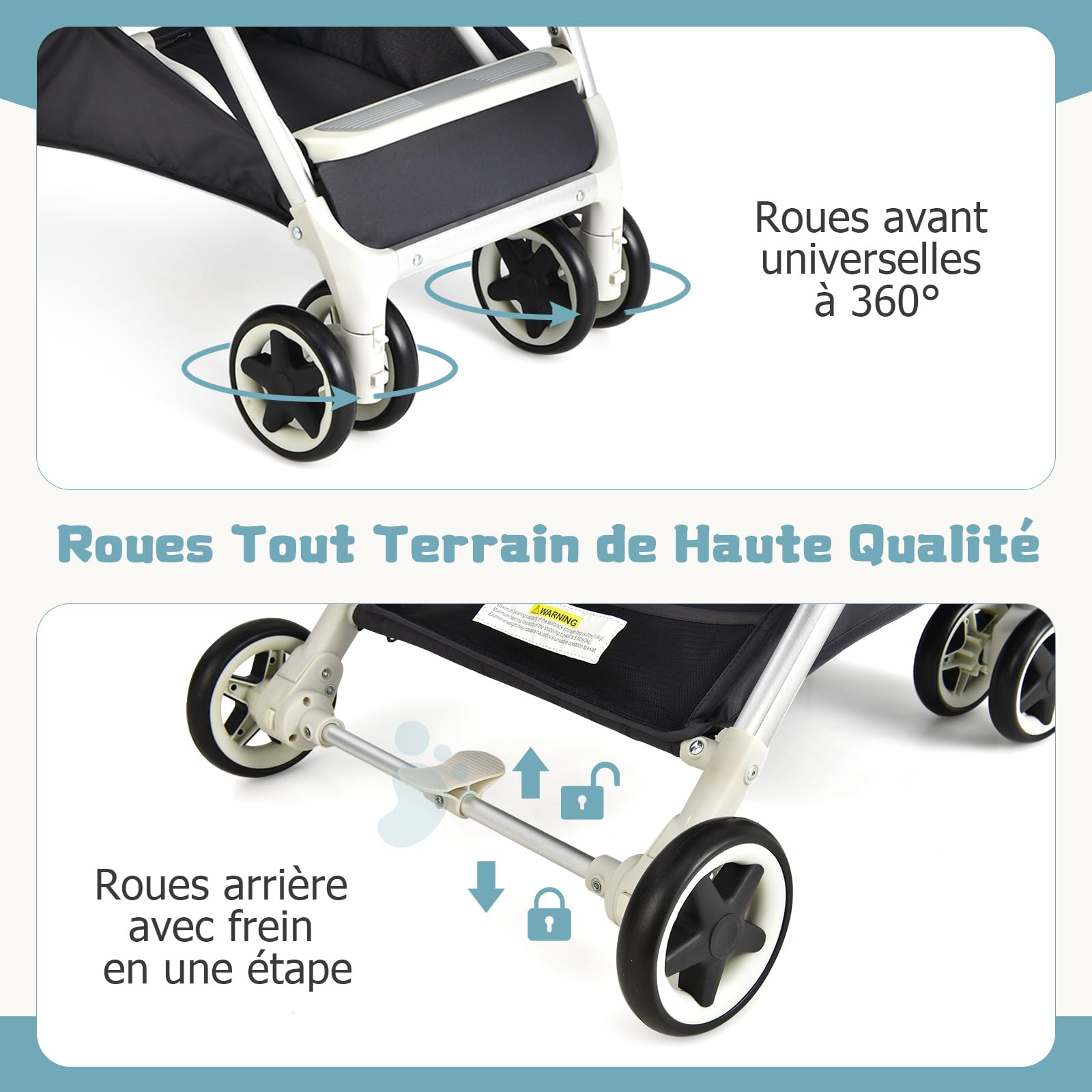 DREAMADE Poussette Légère Compact à 15 KG avec Dossier&Auvent&Repose-pieds Réglables,Poussette Canne Pliante Bébé 0-3 Ans avec Moustiquaires&Roues Verrouillables (Gris)
