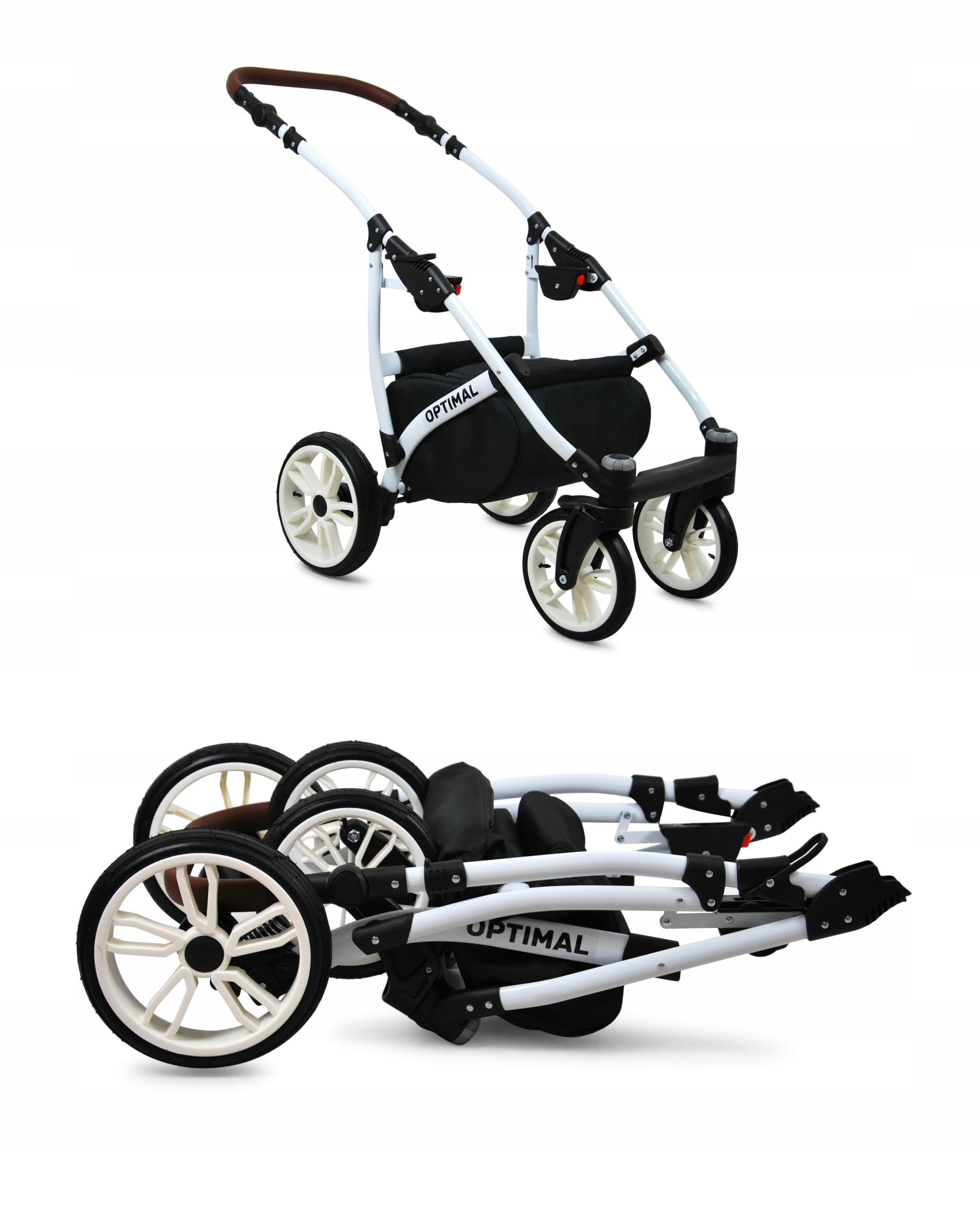 BabyLux® Carrito de Bebé Sistema de Viaje Set 3 en 1 - Optimal - incl. Capazo, Silla de Paseo, Silla Coche - Cochecito - con Bolso cambiador, Cubierta para la lluvia, Mosquitera etc.