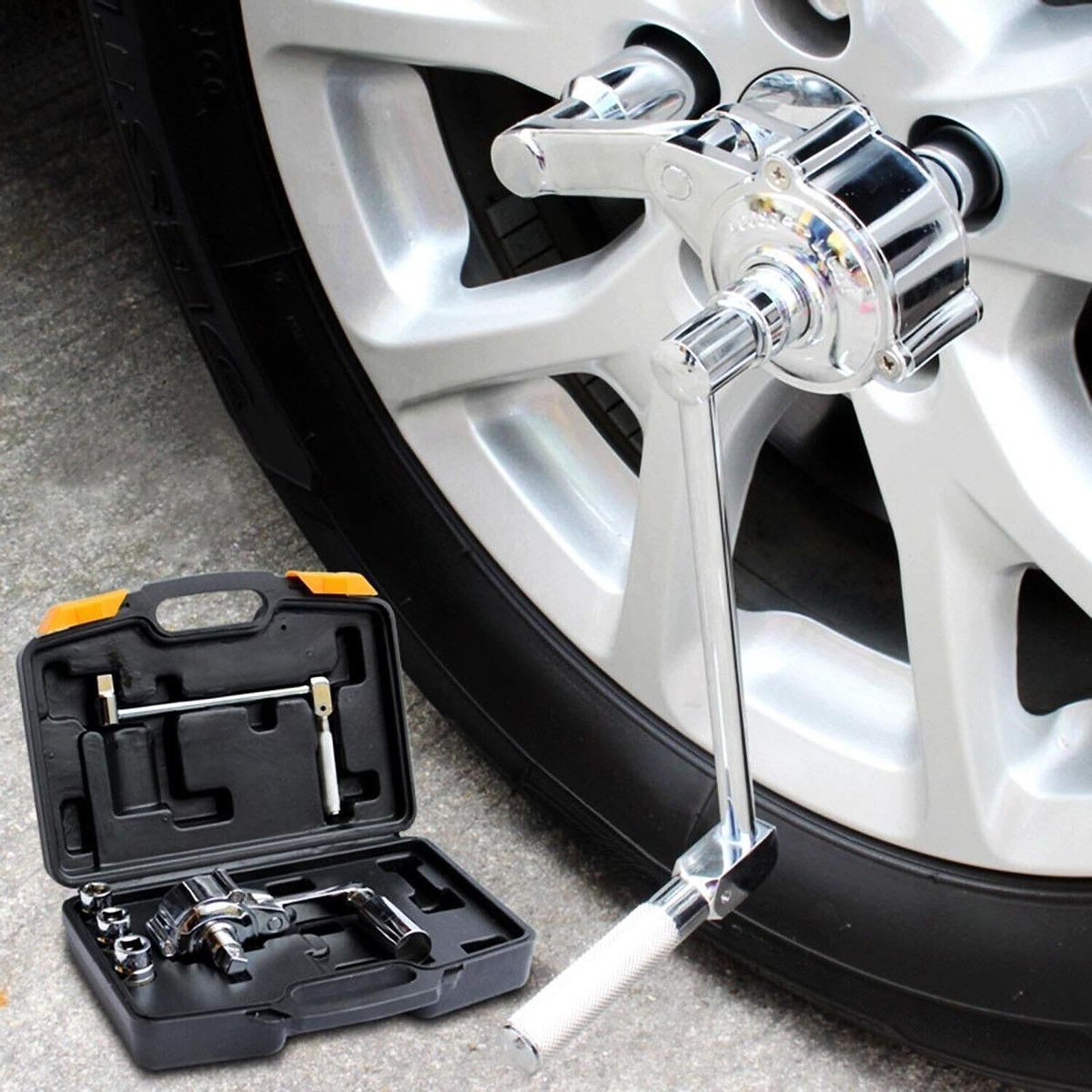 Kit per Cambio gomme, Valigetta per Il Trasporto, Strumento per la rimozione dei Dadi della Maggior Parte dei Veicoli, Chiave moltiplicatrice per Pneumatici torsionali