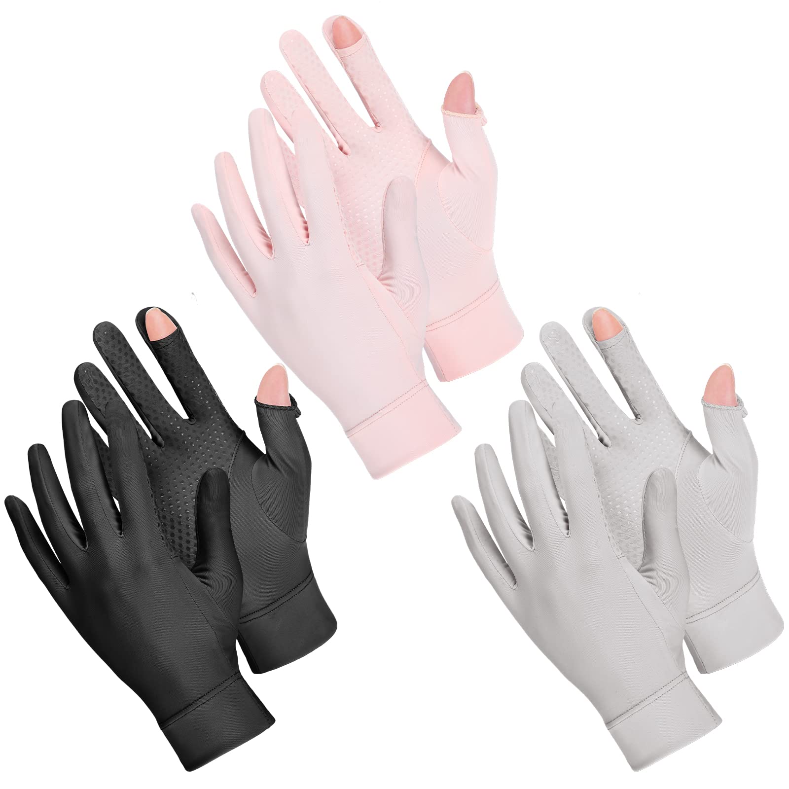 Bokon 3 Pairs Sun Protection UV Driving Gloves for Women