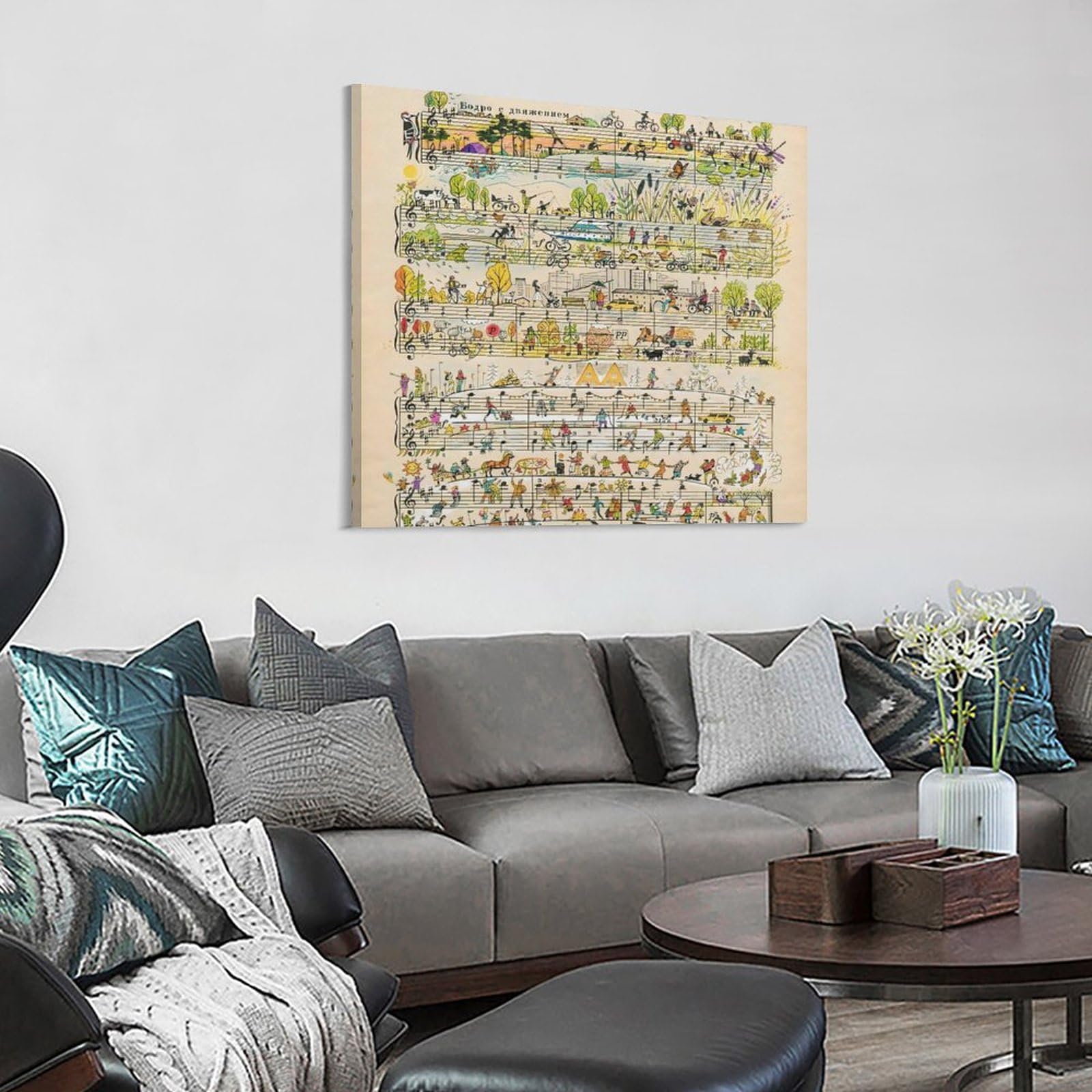 Amazon.co.jp: 壁アート 楽譜 音符柄 アニマル柄 花木柄 登場人物柄