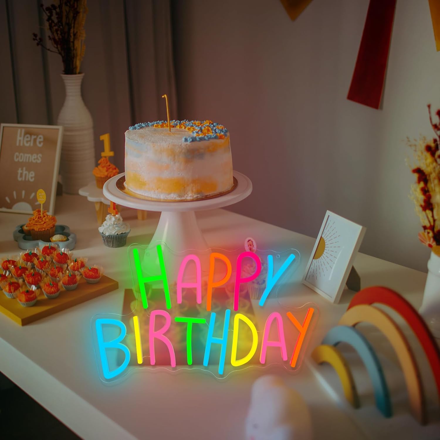 Happy Birthday Neon Sign for Wall Decor, Colorful Happy Birthday Neon Lights, LED Birthday Neon Light for Backdrop, Neon Birthday Signs for Bedroom Bar Cafe Party Any Ages Bday Celebration Decoration - Image 7