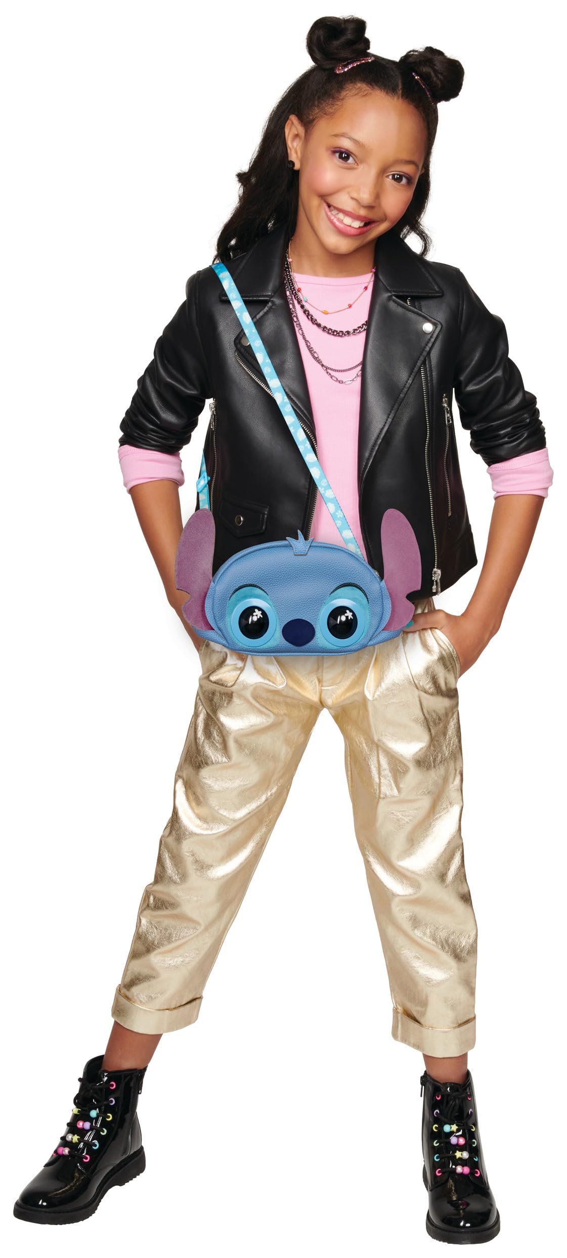 PURSE PETS - BOLSO NIÑA STITCH DISNEY - Bolso niña de Mascota Disney Interactiva con más de 30 Sonidos y Reacciones - 6067400 - Juguetes niña 4 años - Stitich Regalos - + Regalo niña 4 años +