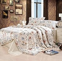 Vista 10 de Maxfeel 1 funda de edredón de seda de seda, funda de edredón, 100% seda de morera con estampado floral, seda Charmuse, Multiclolr Queen Cal.King, #08