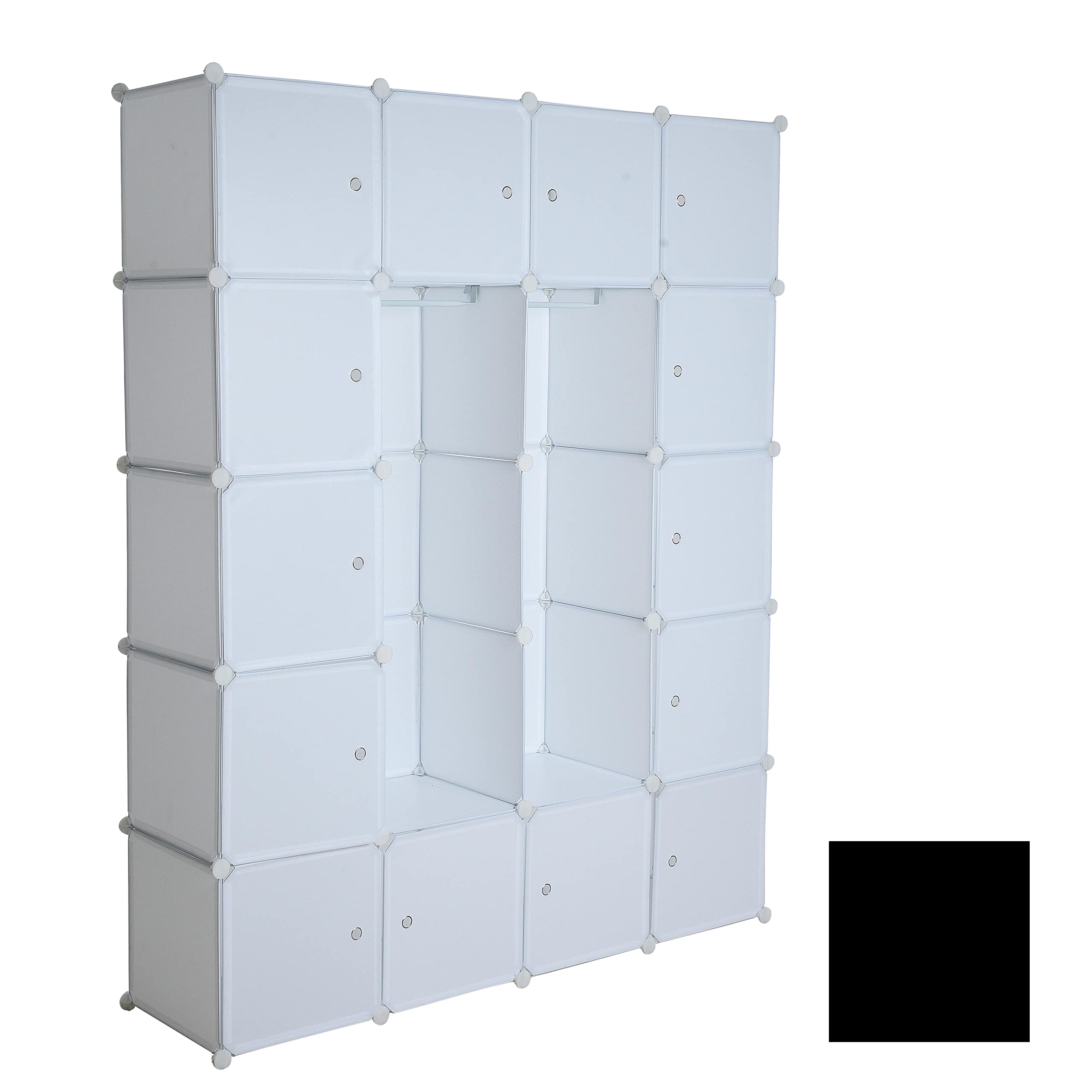 ESTEXO Regalsystem Würfelregal Steckregal mit Kleiderstange DIY Kunststoff Regal Stecksystem Kleiderschrank Weiß
