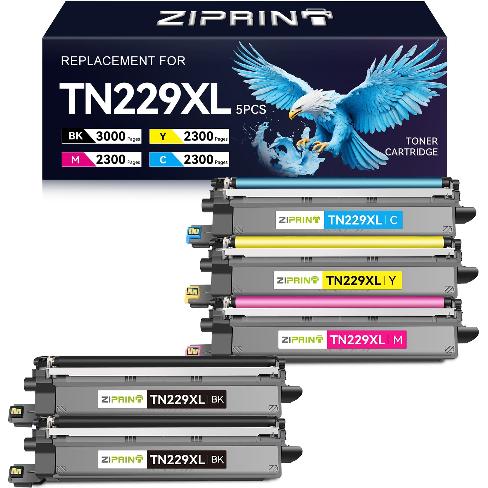 Photo 1 of ZIPRINT TN229XL Toner Cartridges 5 Pack High-Yield