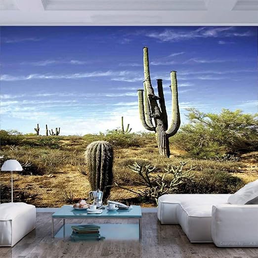 77x55 inches Wall Mural,Tall Saguaro Cactus with Spined