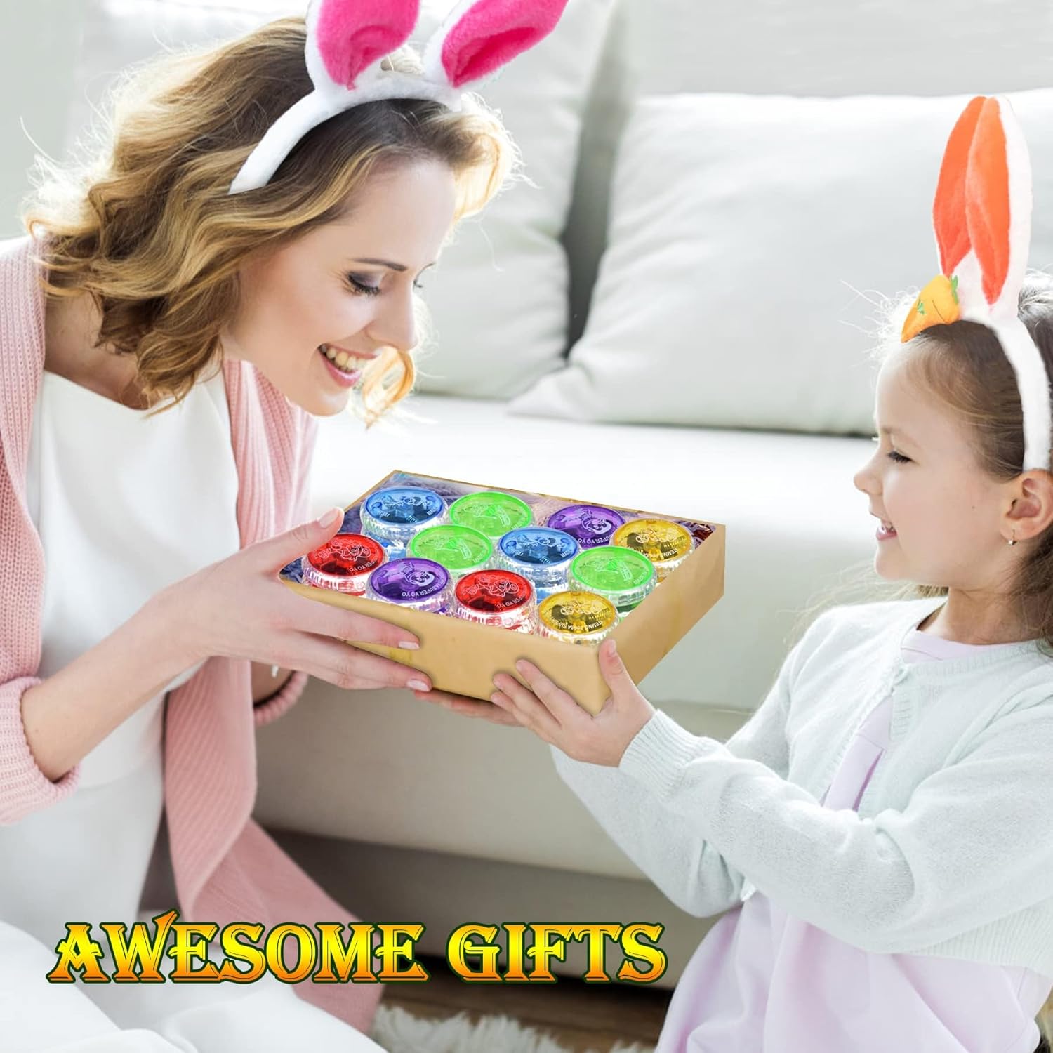 48 LED Light Up Responsive Ball Beginner Level LED YoYo Ball Plastic Auto Return Bearing Toys for Birthday Party Favors,Classroom Rewards and Easter Basket Stuffers ,Random Colors