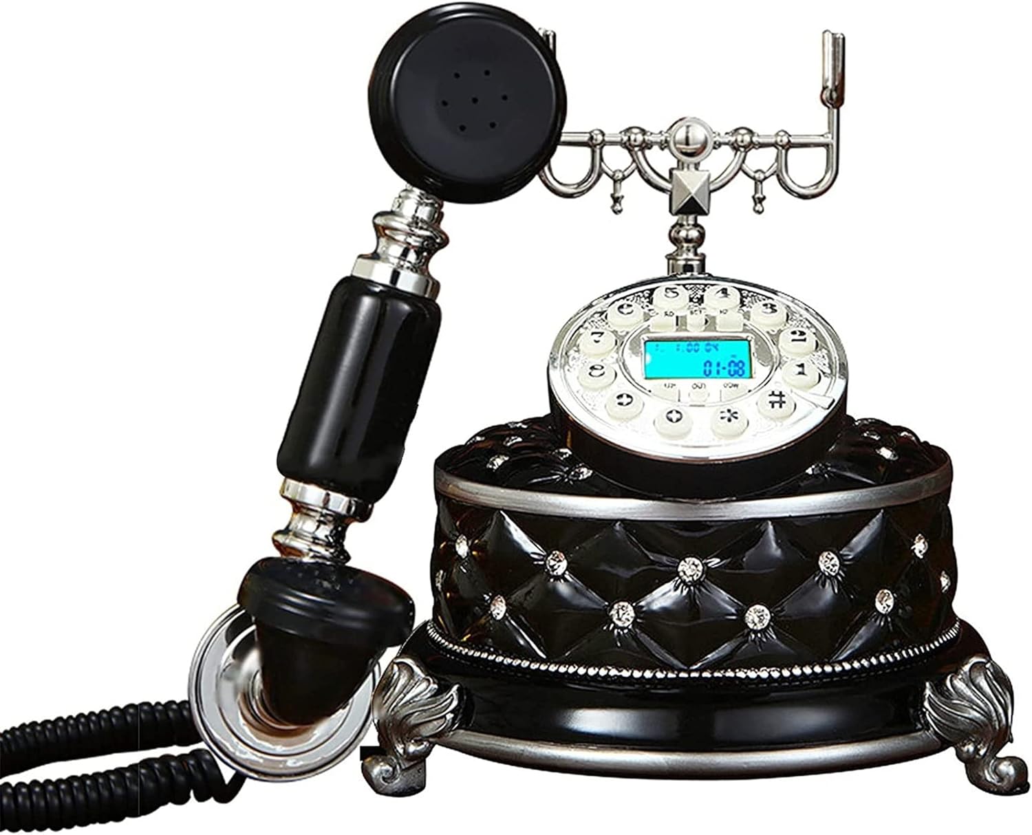Phone Decor Landline Phone for Home, Black Old Fashion Caller Id Telephone, Vintage Decorative Phones for Home Office Business Hotel