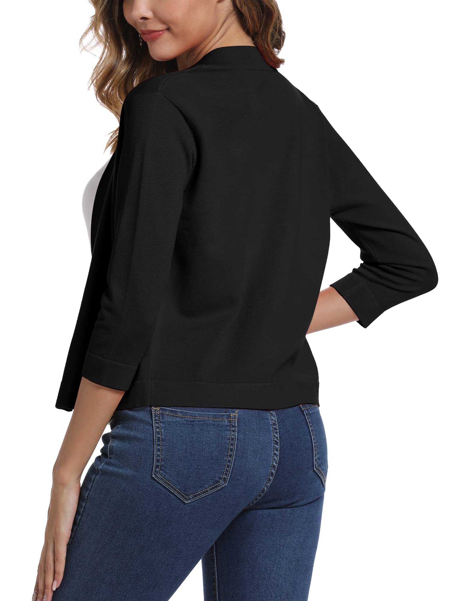 EXCHIC Femmes élégant Manches 3/4 Ouvert Devant Boléros Cardigan Gilet