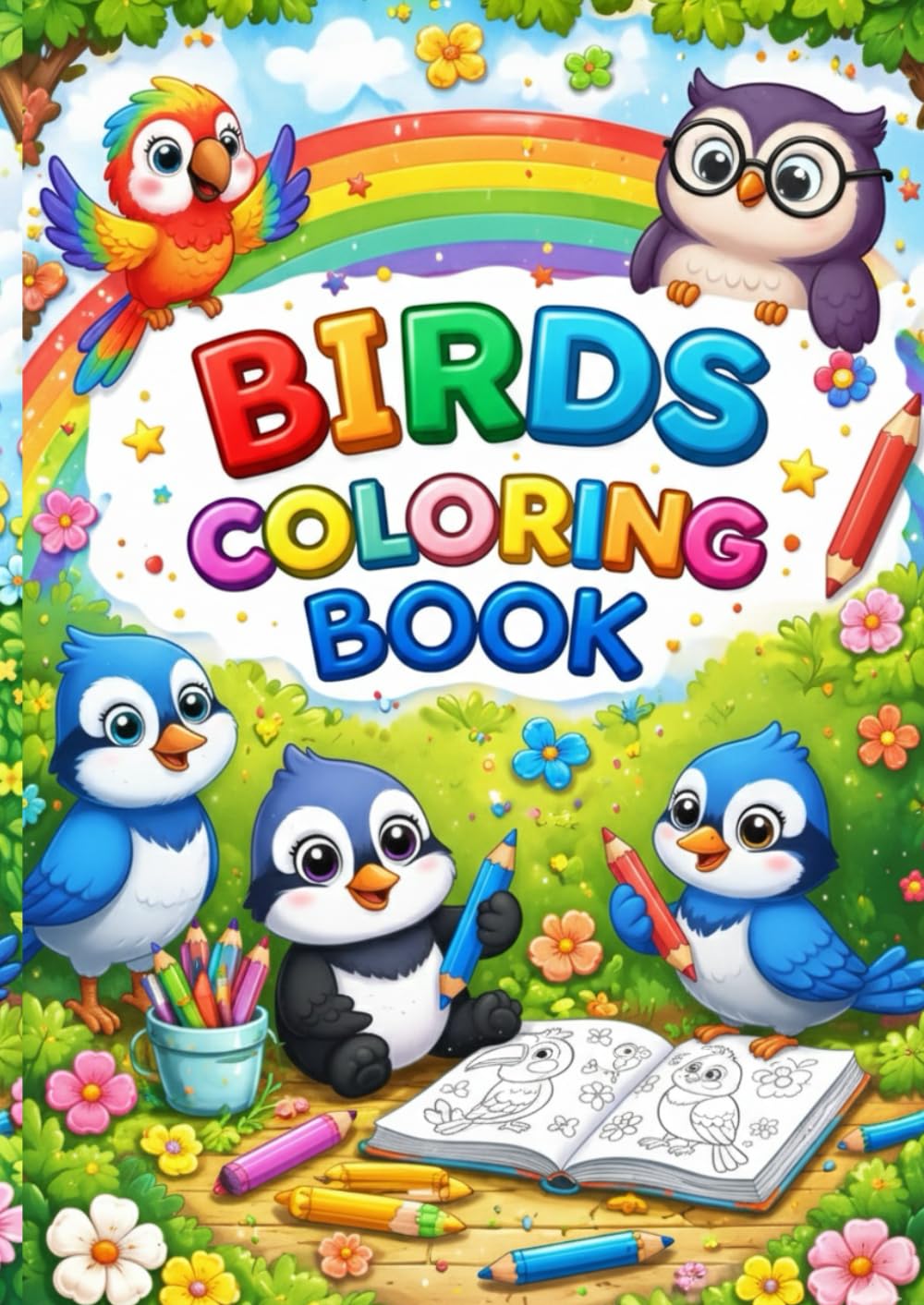 Birds Coloring Book for Toddlers: Funny Birds: Easy Coloring Pages for Preschool and Kindergarten