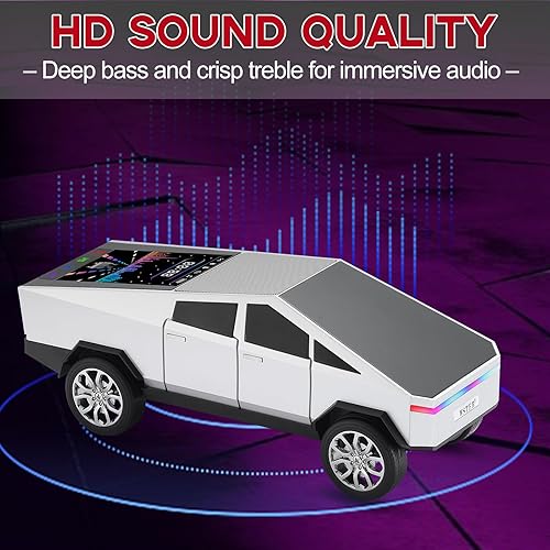 Miniatura 8 de Future Style Pickup Truck Replica Altavoz Bluetooth - Modelo inalámbrico portátil con pantalla de visualización, sonido HD, emparejamiento estéreo