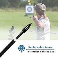 Vista 4 de 12 puntas de flecha de tiro con arco 100/125/150/200 granos puntas de campo de 5/16 pulgadas con rosca tipo bala, punta de práctica de tiro con arco