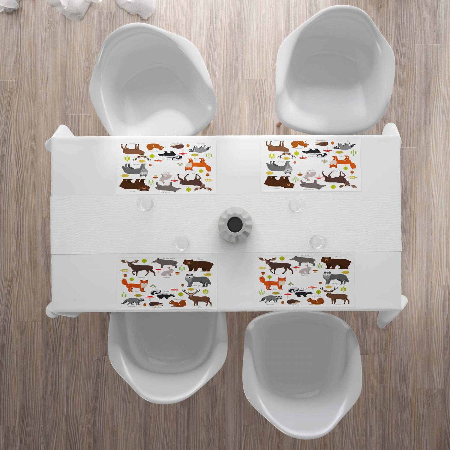 ABAKUHAUS Giraffa Tovaglietta Americana Set di 4, Astratta degli Animali colorato, Tovagliette in Tessuto Lavabile per Tavolo da Pranzo Cena, Bianco Multicolor