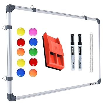 GOSHU Magnetic 3 feet x4 feet Dry Erase White Board for Office, Home & School,Aluminum Frame Includes 10 Magnets, 1 Magnetic Duster,1 30cm Scale and 2 Dry-Erase Markers