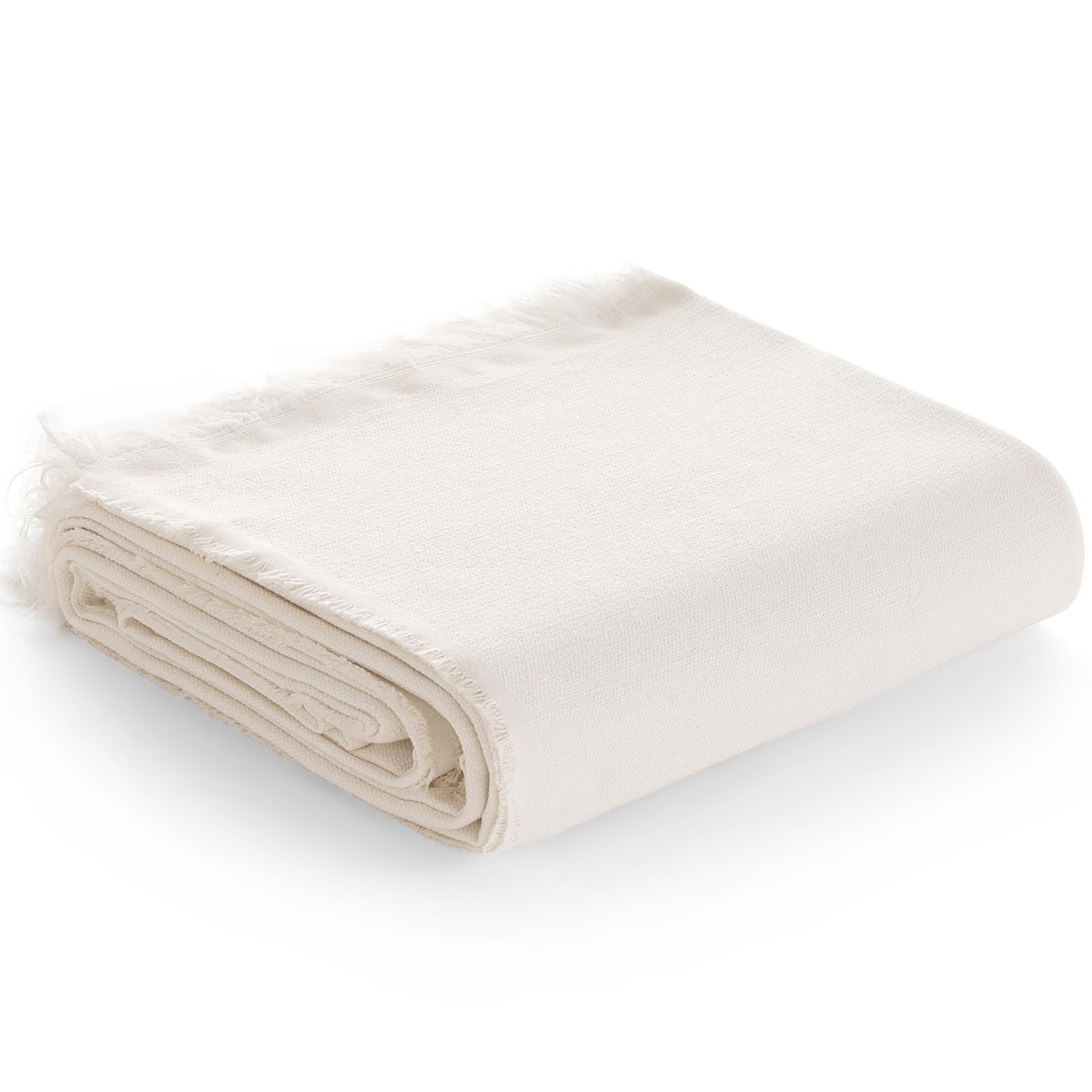 GAMUSI Multi-purpose 3 Seater Sofa Cover, Bedspread Bed 135/150 cm, Jarapa Foulard Bedspread Sofa Blankets Cotton Plain - 230 x 280 cm, Ecru