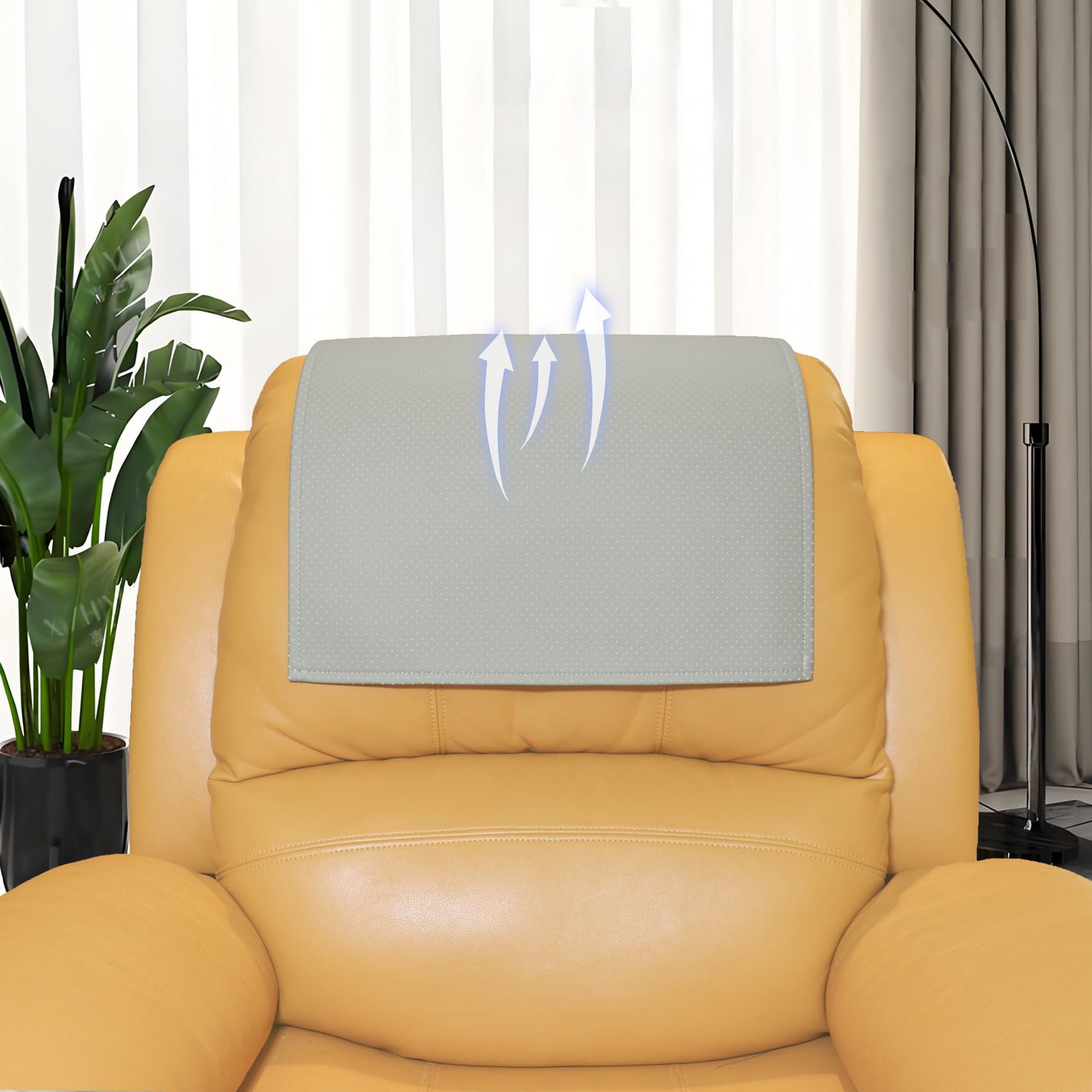 AmazeCov Non Slip Headrest Cover for Recliner Chair, Breathable Perforated PU Leather Lazy Boy Recliner Headrest Cover, Furniture Headrest Protector