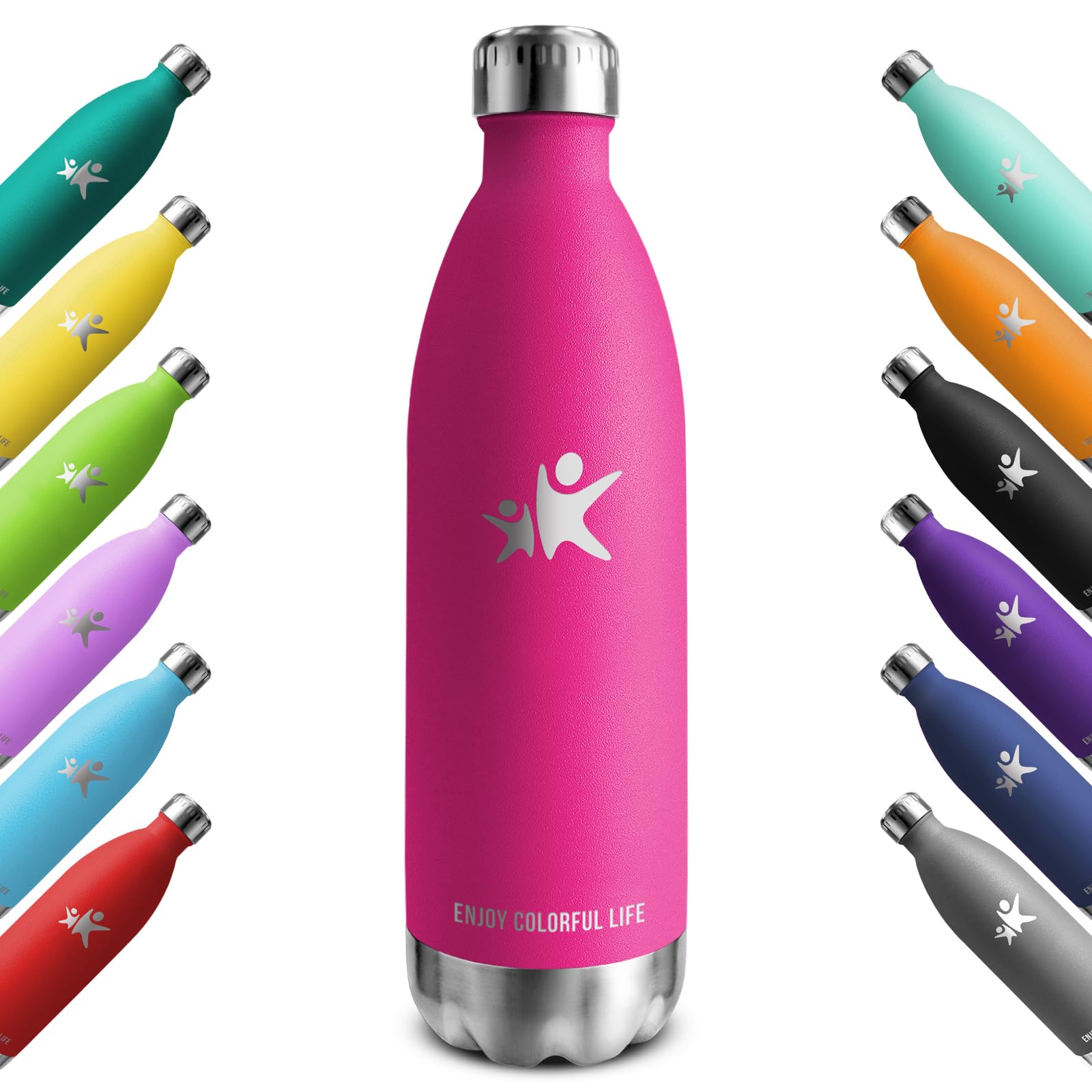 KollyKolla Thermosflasche 1L, Thermoskanne BPA-frei, Trinkflasche Edelstahl, Kohlensaeure Geeignet, Wasserflasche Auslaufsicher, Isolierflasche für Schule, Büro, Uni, Sport, Gym, Fitness, Sprudel
