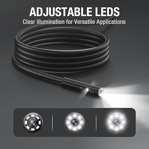 Miniatura 6 de Teslong - Cámara de inspección de triple lente con boroscopio profesional, con luz, cámara de alcance de video digital, pantalla IPS de 5 pulgadas,