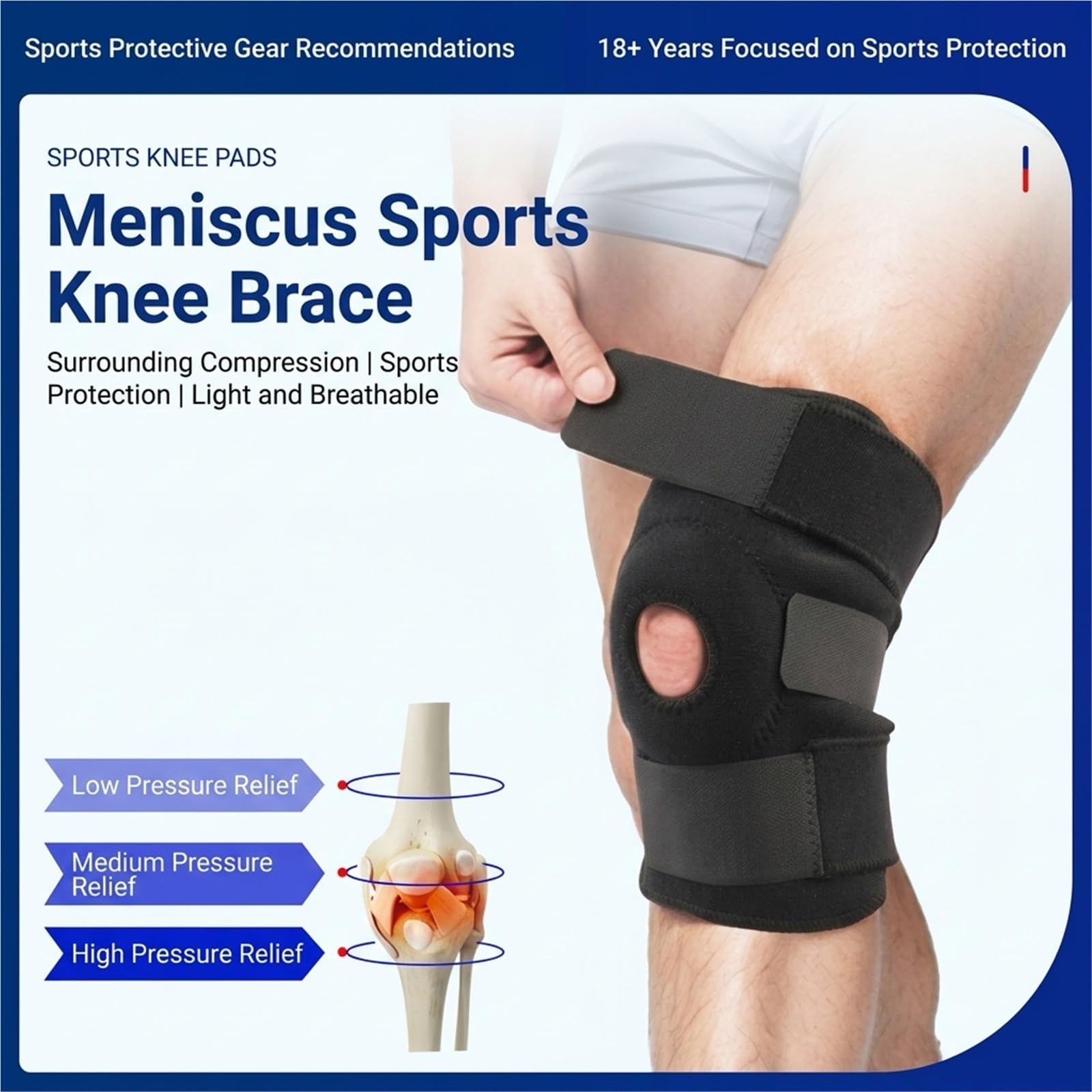 Fascia per ginocchio rotuleo per uomo e donna, ideale per corsa, basket e come tutore per alleviare il dolore, tendinite, artrite e ginocchio del saltatore. Supporto regolabile per il tendine rot
