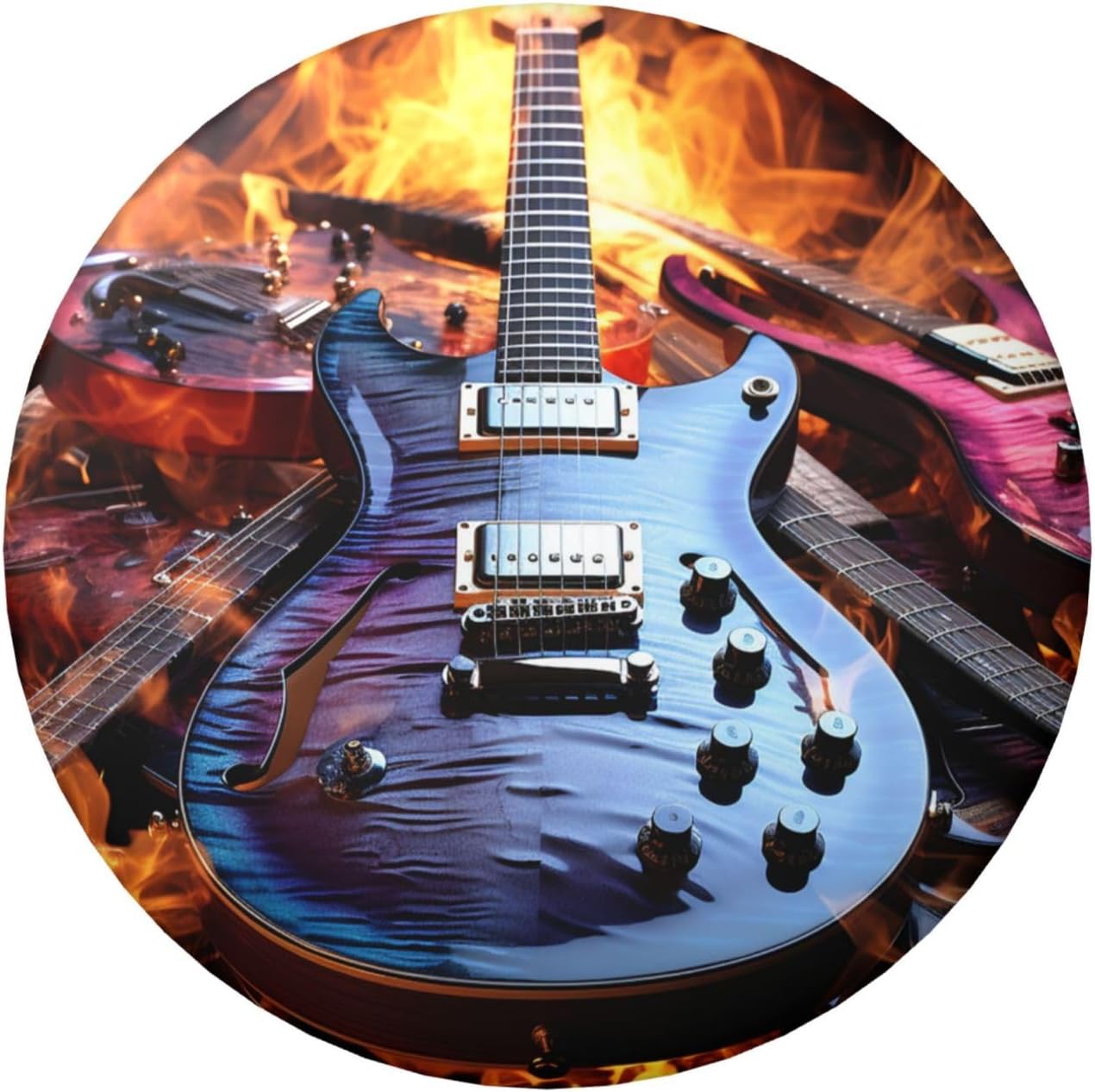 One Size Button Pins Badge 2.4 inch Cute Round Badge Pins Buttons Badges Personalized Name Tag Magic Electric Guitar Music Badge Pinback Button Badges Fashion Pins Set for Men Women Backpack Office