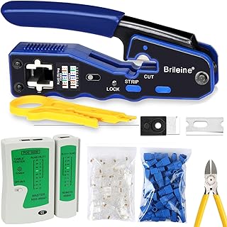 Brileine RJ45 Crimp Tool Kit Cat5e Cat6 Crimping Tool, RJ45 Crimper Kit