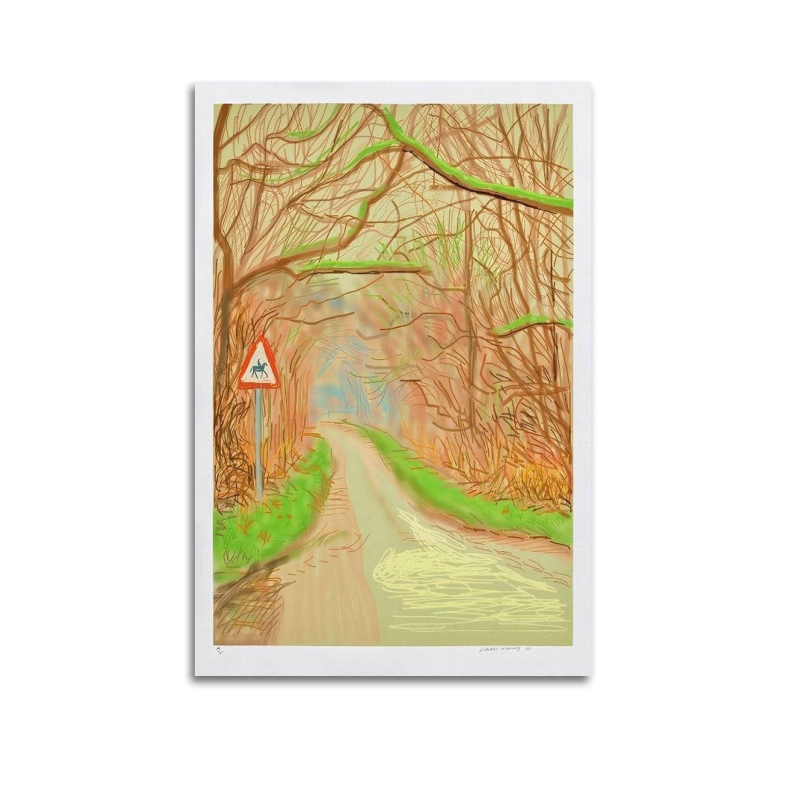 Ckjenjbkm Unframe-Style David Hockney The Arrival Of Spring Beige Wall Art Posters Aesthetic Canvas Wall Art Print Home Decor For Bedroom Living Room12x18inch(30X45cm)