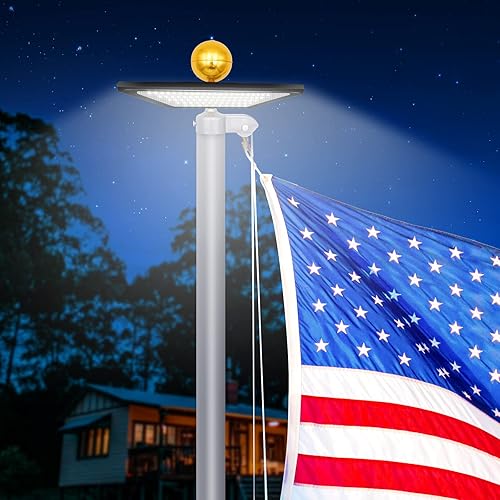 Miniatura 6 de Luz solar para mástil de bandera del atardecer al amanecer con 320LED 3000 lúmenes más brillante luz de asta de bandera