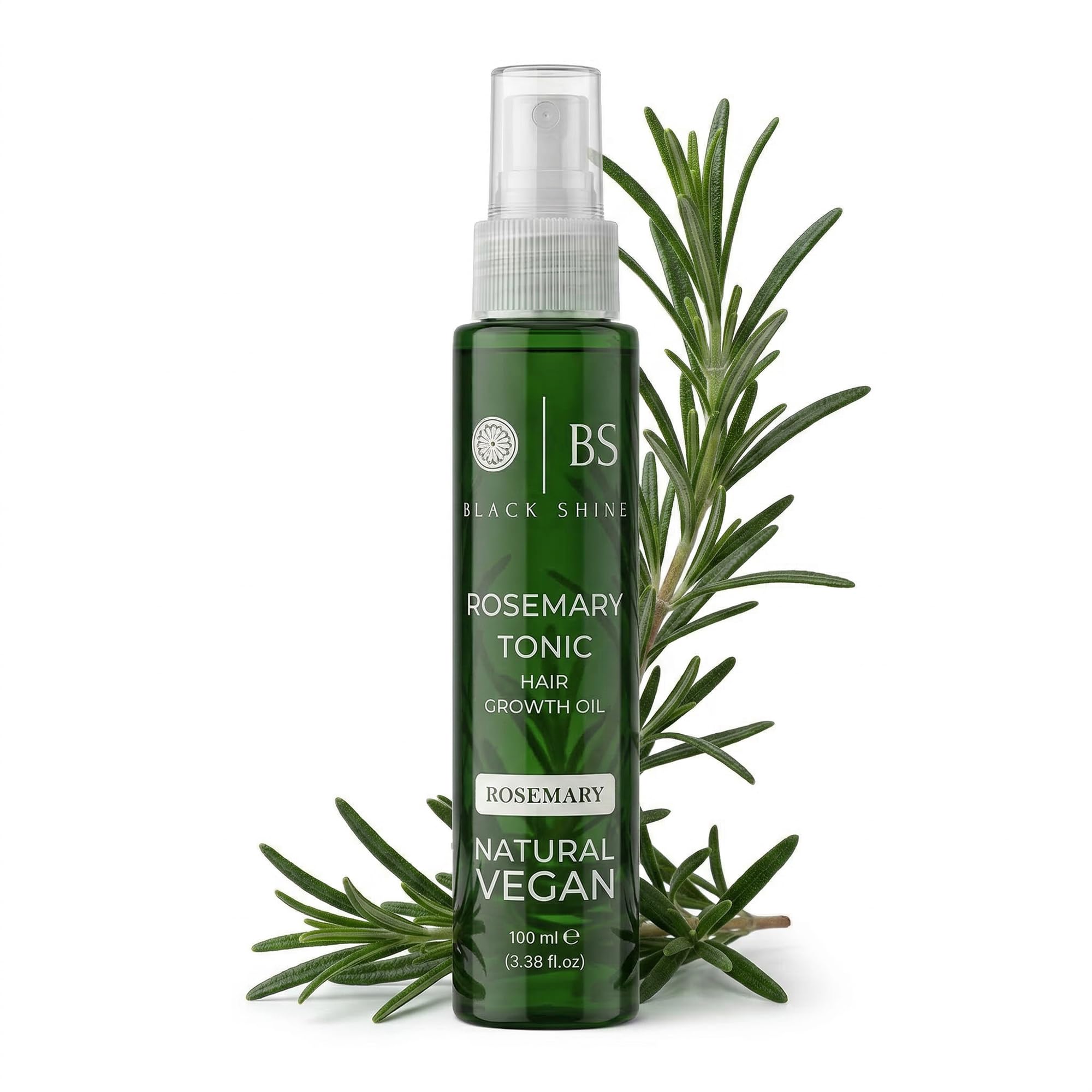 BLACK SHINE Tonique Capillaire au Romarin 100 ml | Spray Naturel Vegan à l’Hydrolat de Romarin | Soin Sans Rinçage pour Cheveux Plus Forts, Épais et Cuir Chevelu