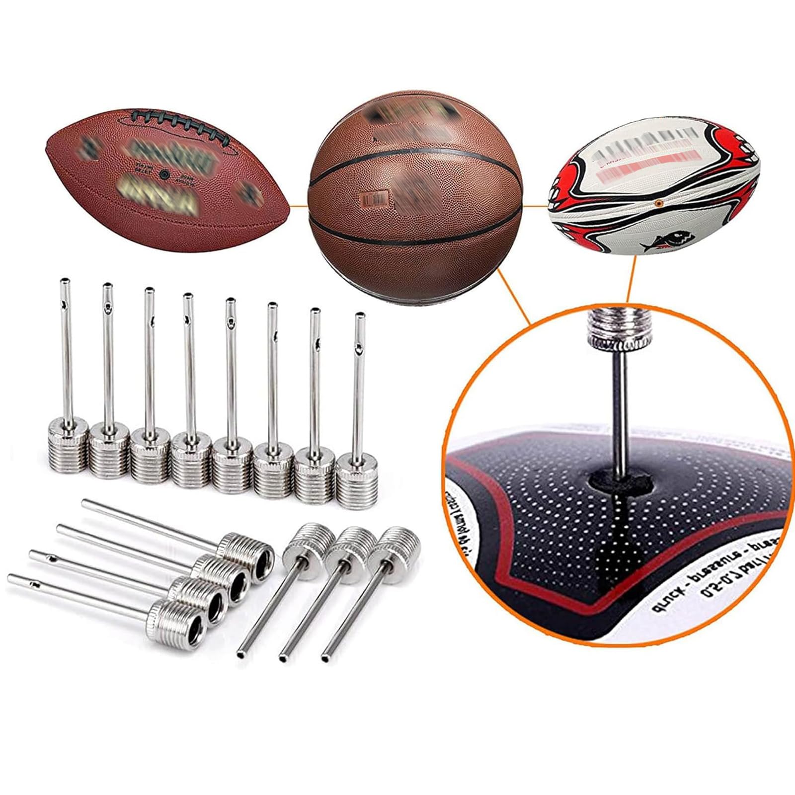 OnAir® 15 Aghi Professionali Per Gonfiare Palloni - Ottone Antiruggine, Universali Per Basket, Calcio, Pallavolo