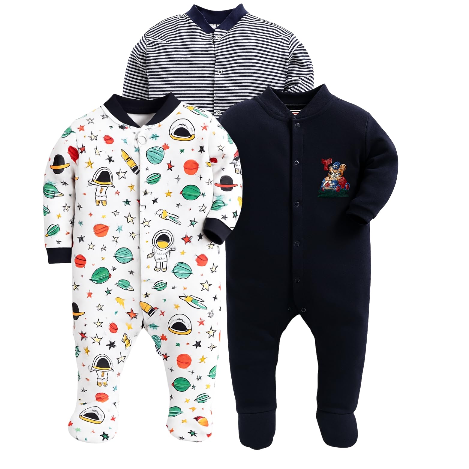 EIO® 100% Cotton Sleep Suit/Onesies/Rompers/Jumpsuit for New Born Boys and Girls Combo Pack