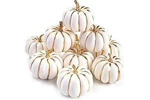 DomeStar Artificial Pumpkins & Maple Leaves for Fall Thanksgiving Home Decor